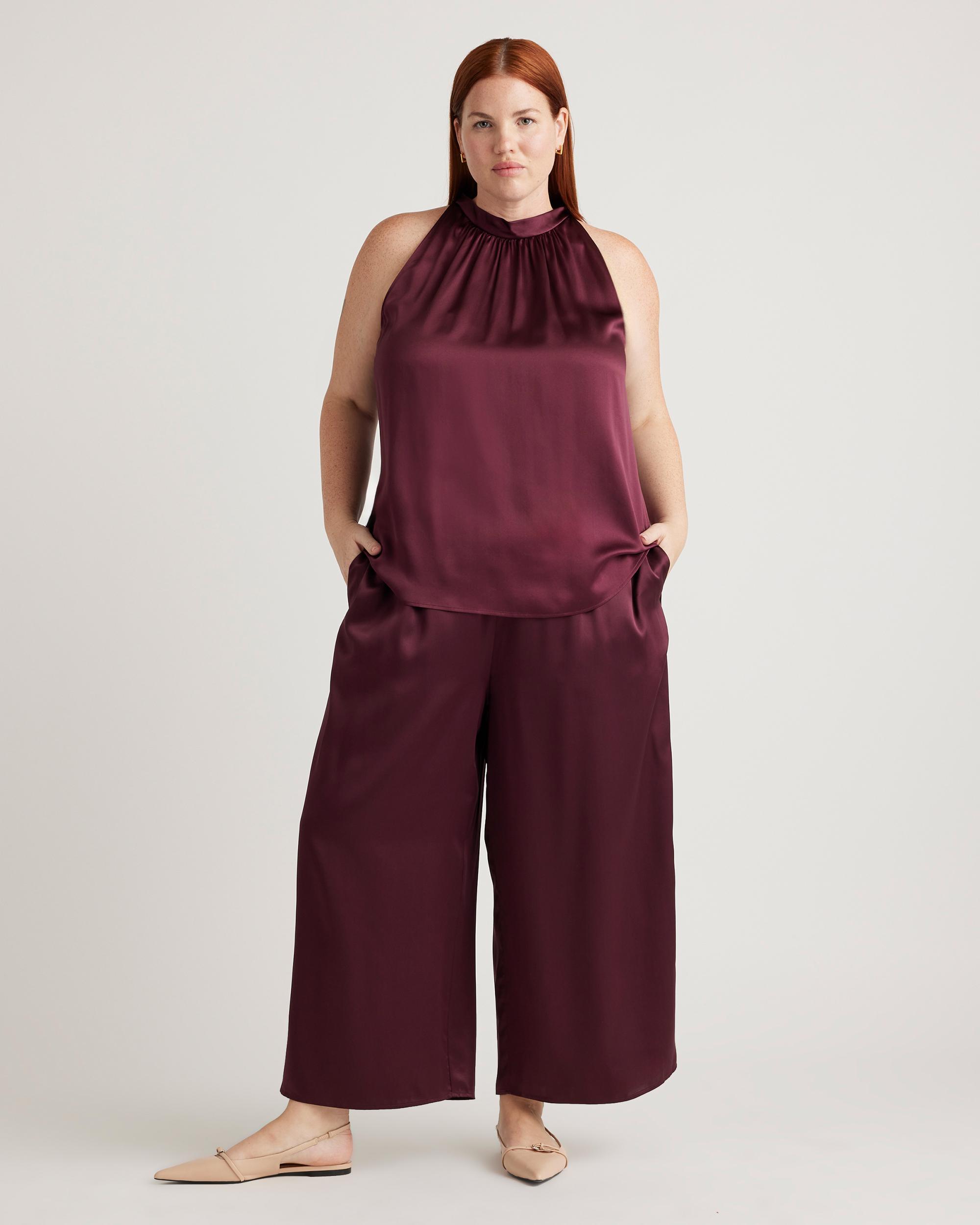Quince | Women's Cropped Wide Leg Pants Mulberry Silk Product Image