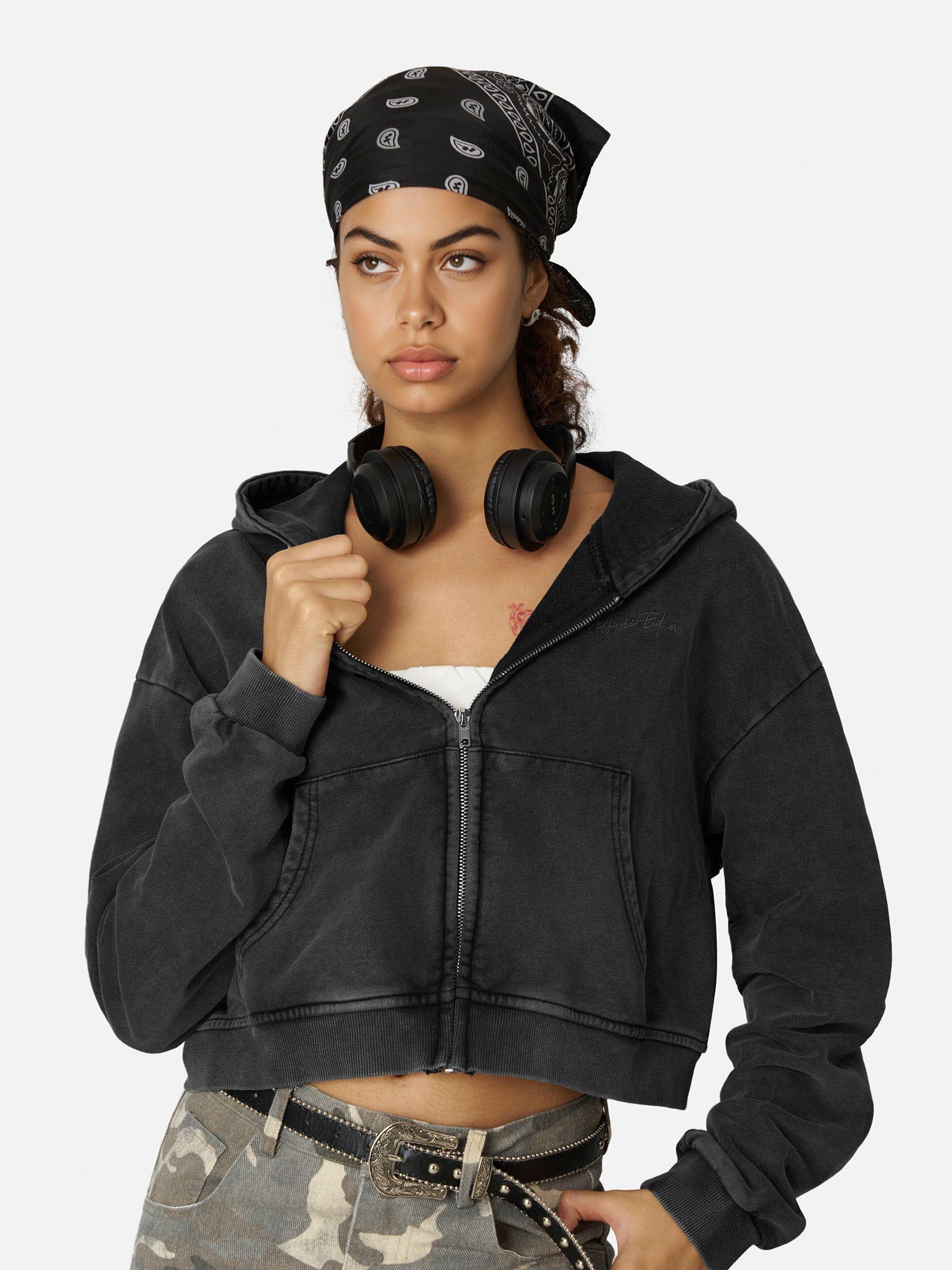 Aelfric Eden Cropped Solid Zip Up Hoodie Female Product Image