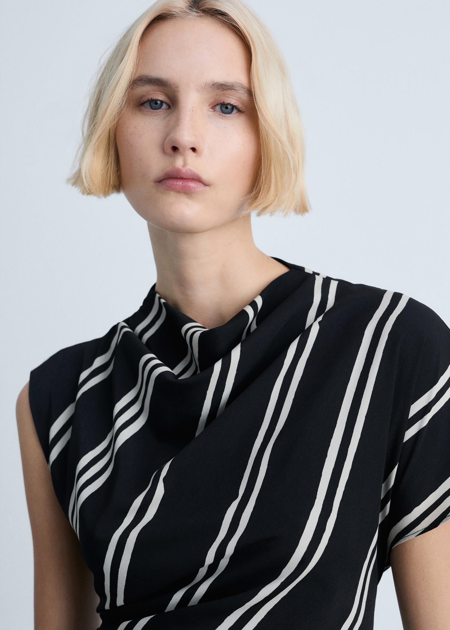 Stripe-print midi-dress - Women | MANGO USA Product Image