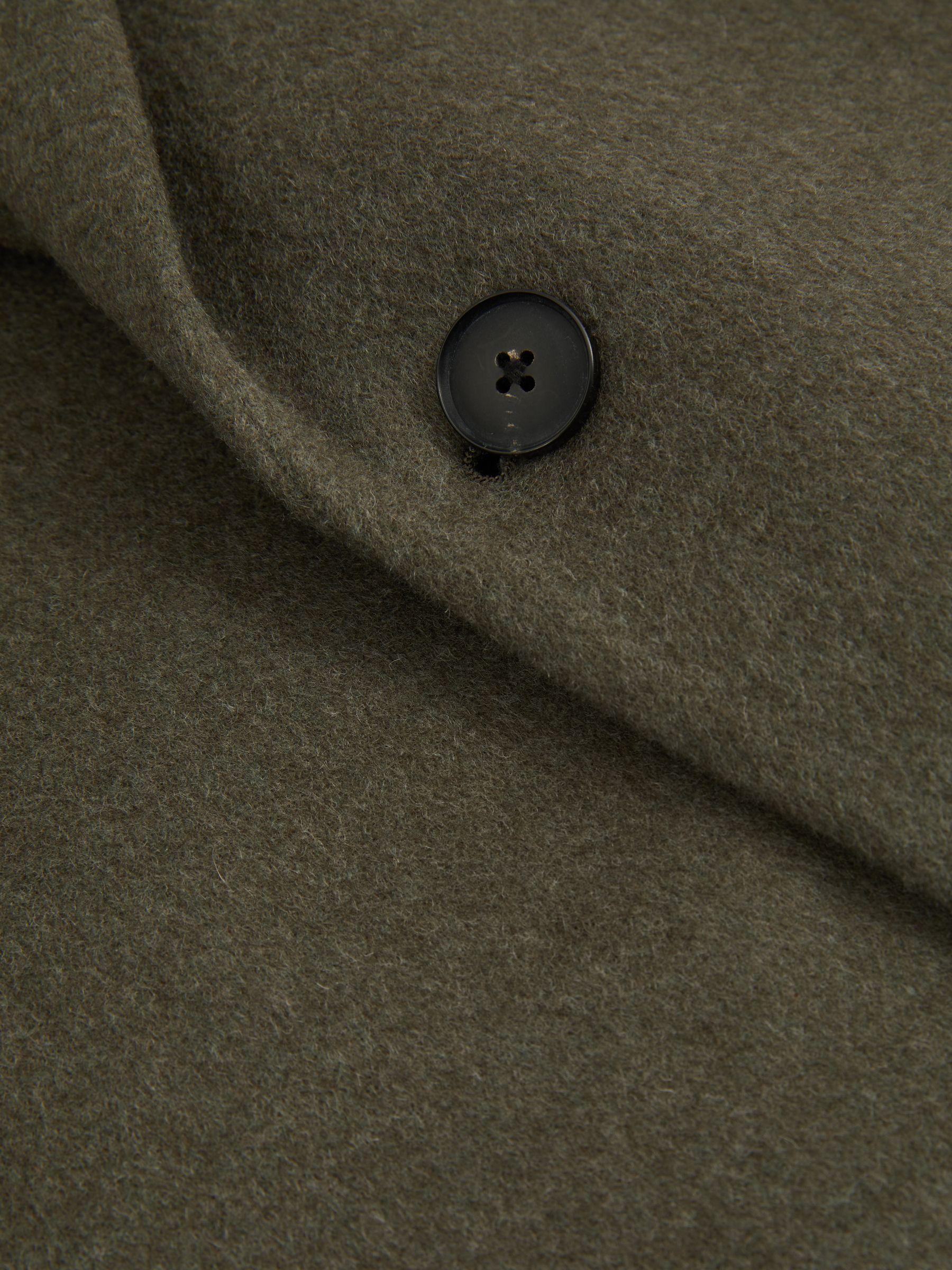 Wool Blend Single Breasted Overcoat in Green Smoke Product Image
