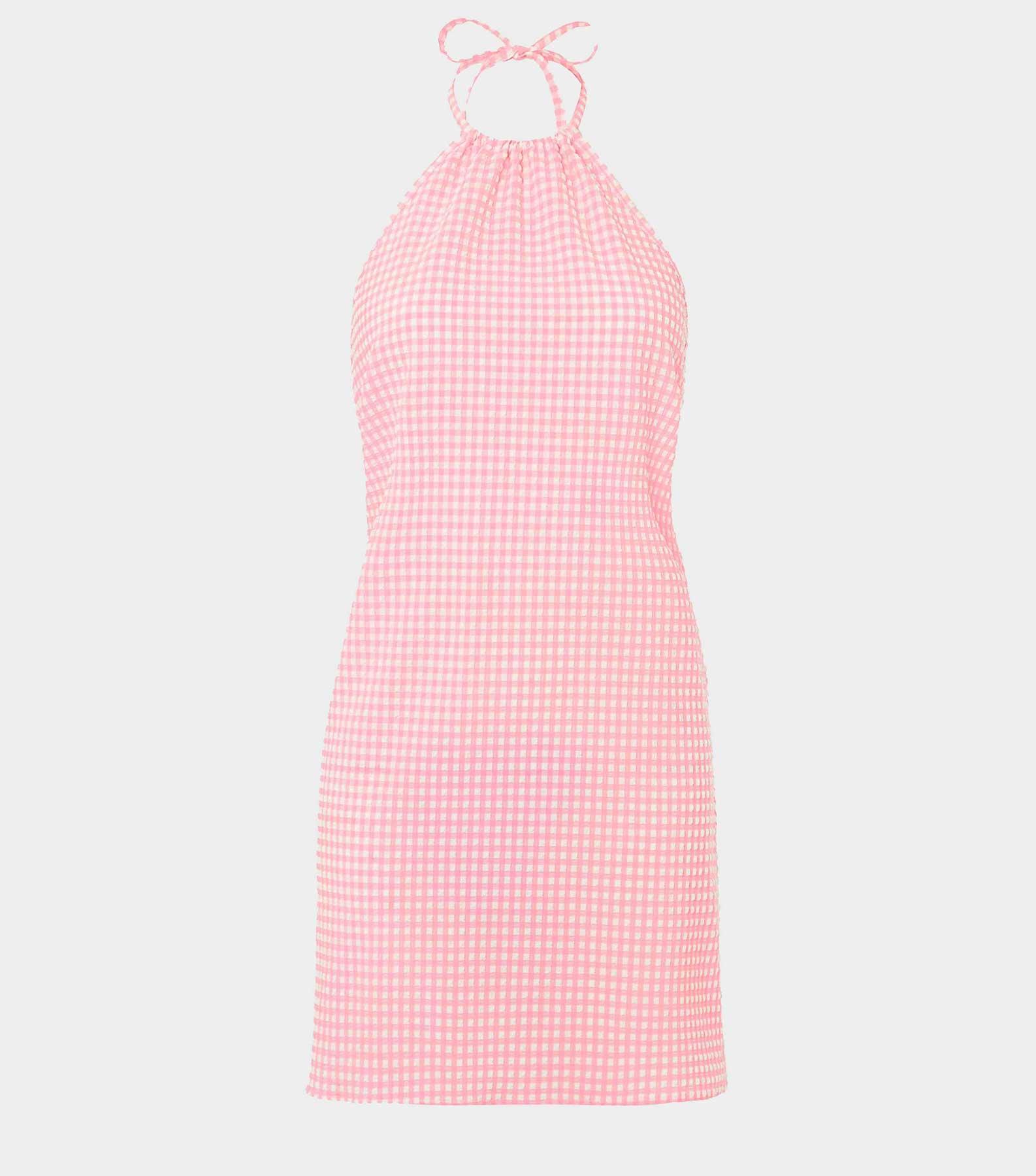 Gingham Seersucker Mini Dress - Milkshake Gingham Product Image