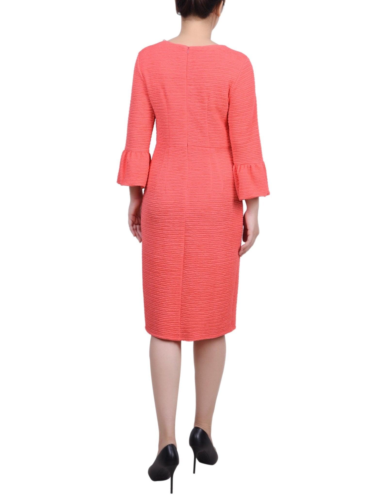 Navy 3/4 Length Pearl Detail Dress Product Image