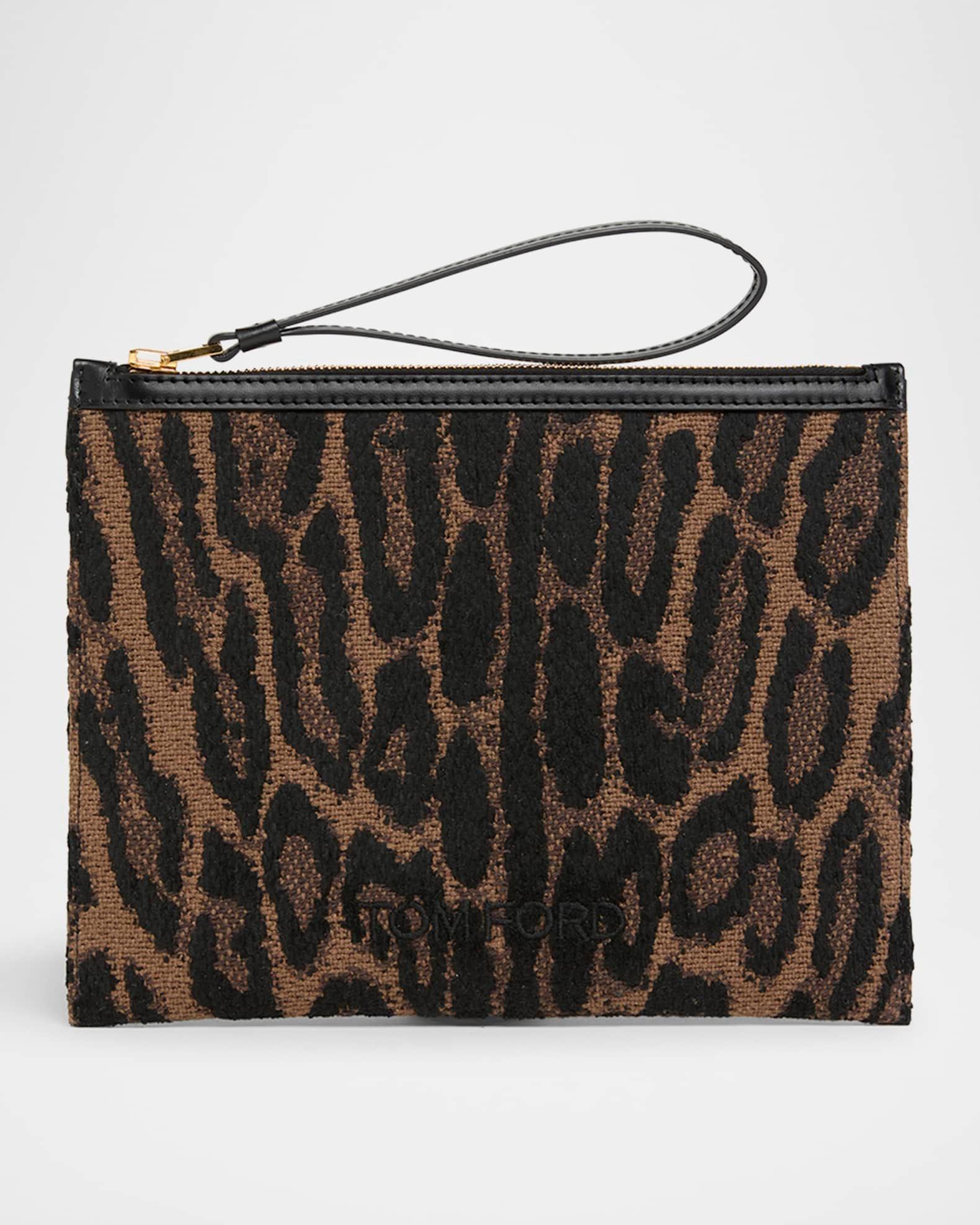 Wristlet Pouch Bag in Jacquard and Calf Leather Product Image