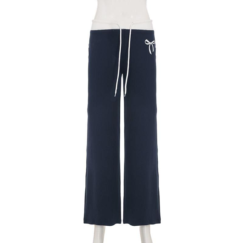 High Rise Bow Print Flared Sweatpants Product Image