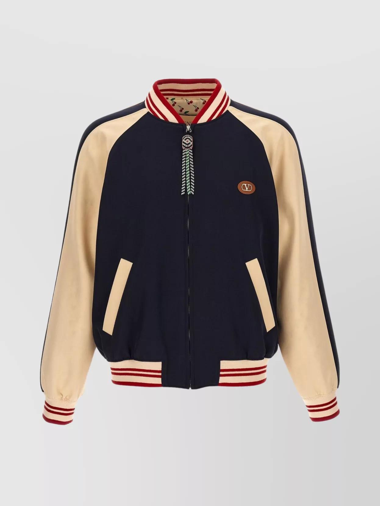 VALENTINO La Chat De La Maison Wool Bomber Jacket In Black Product Image