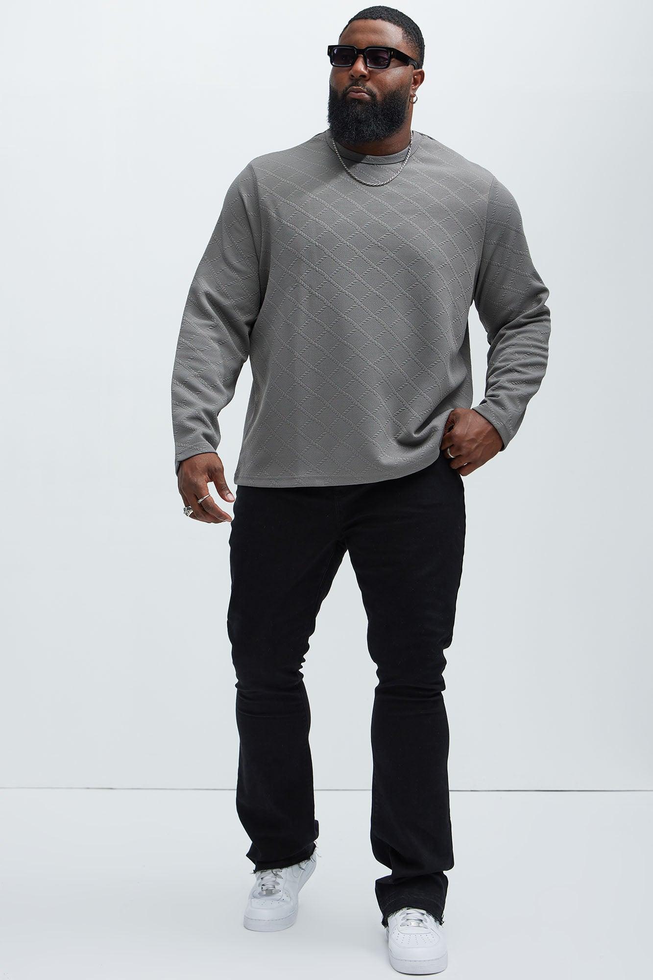 Lingo Textured Long Sleeve Tee - Grey Product Image
