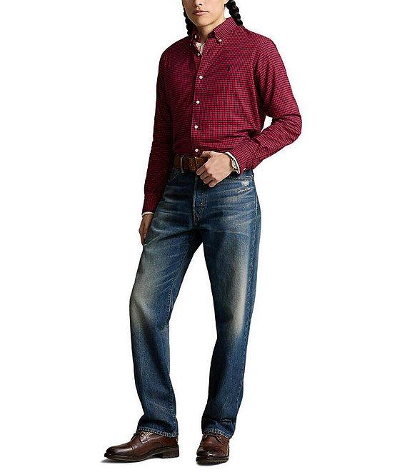 Polo Ralph Lauren Classic-Fit Plaid Twill Mini-Check Long-Sleeve Woven Shirt Product Image