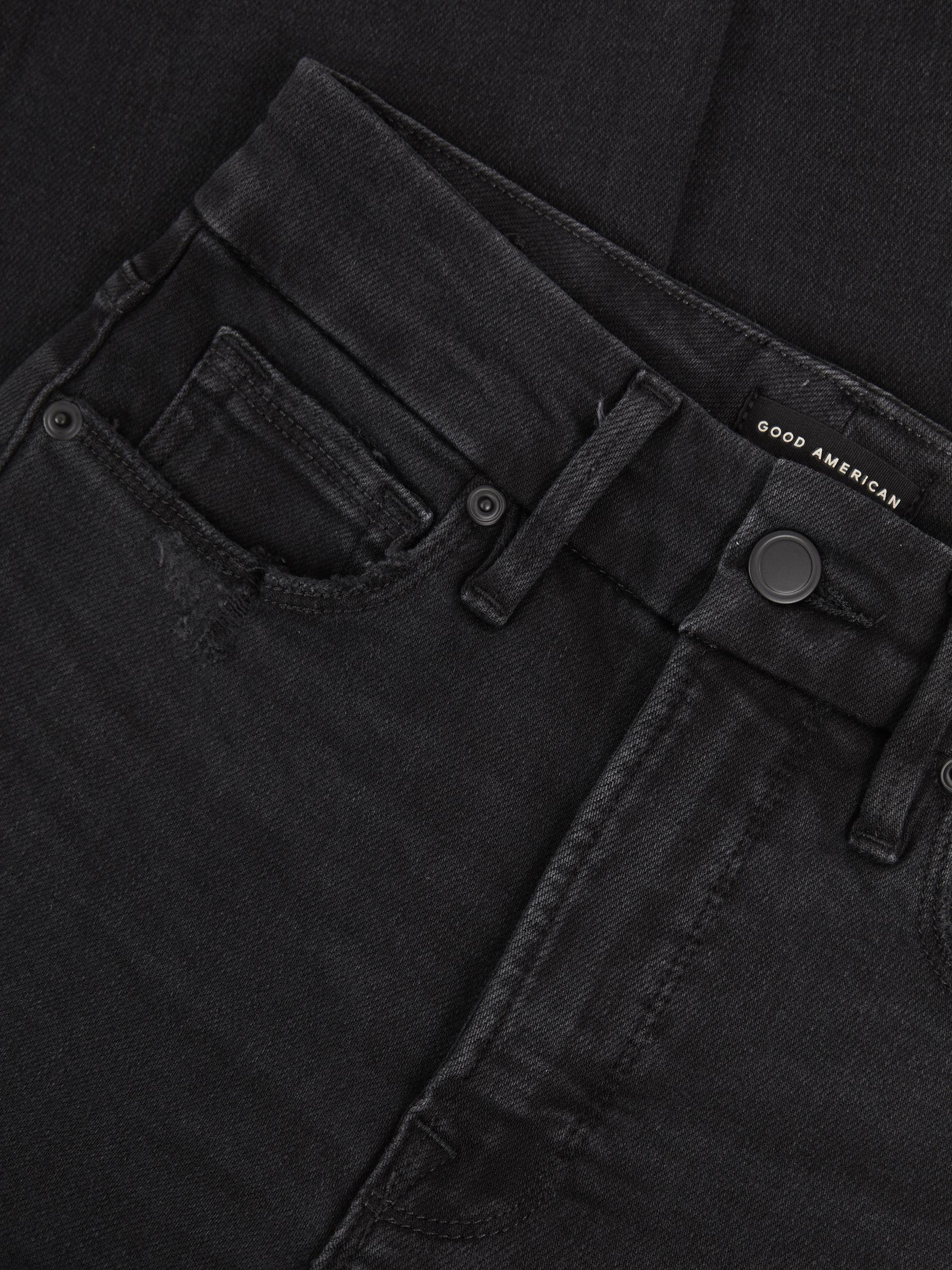 Good American Distressed-Hem Cropped Jeans in Black Product Image