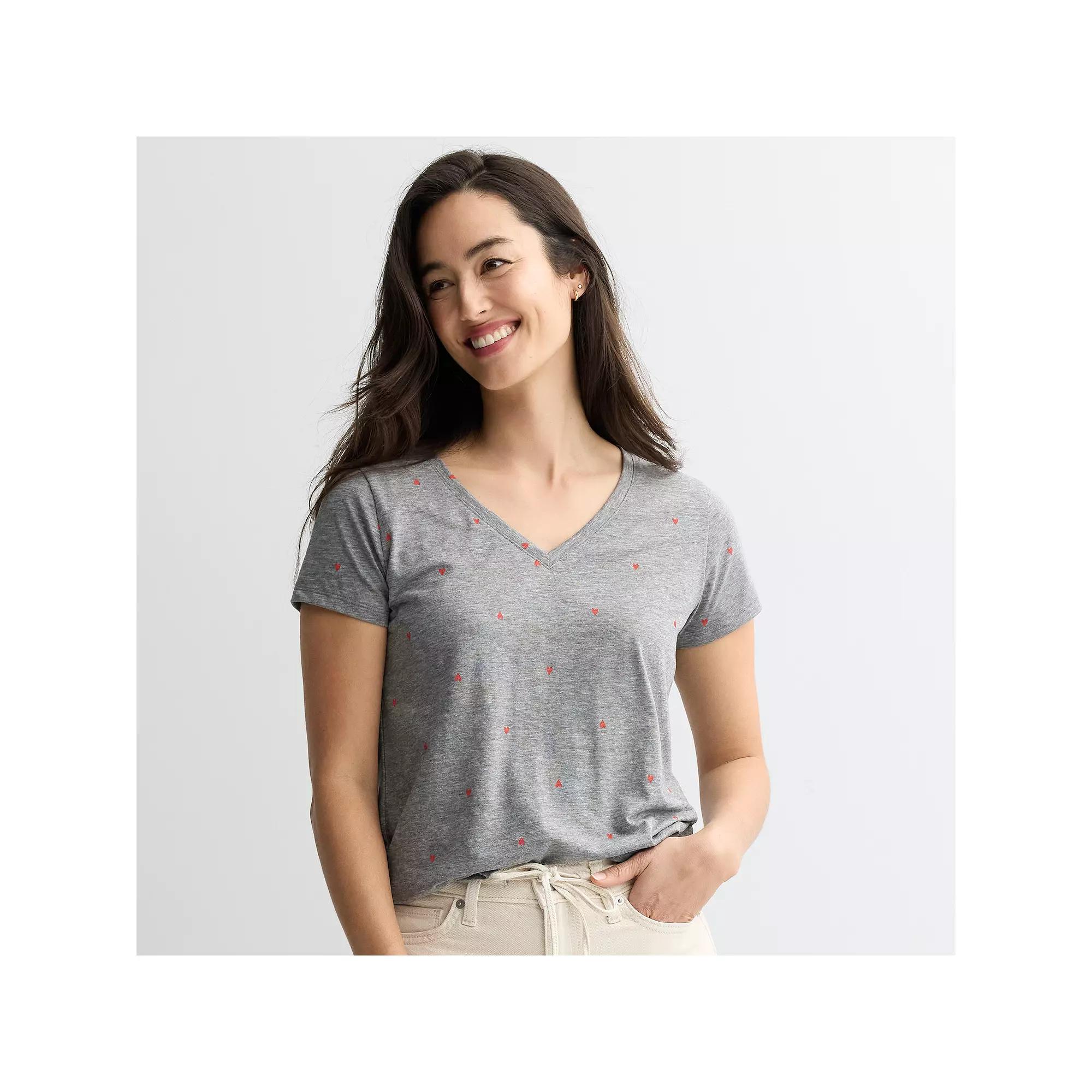 Petite Sonoma Goods For Life® Everyday Short Sleeve V-Neck Tee, Women's,  Product Image