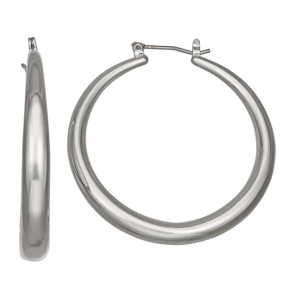 Simply Vera Vera Wang Silver Tone 41 mm Medium Thick Hoop Earrings, Women's Product Image