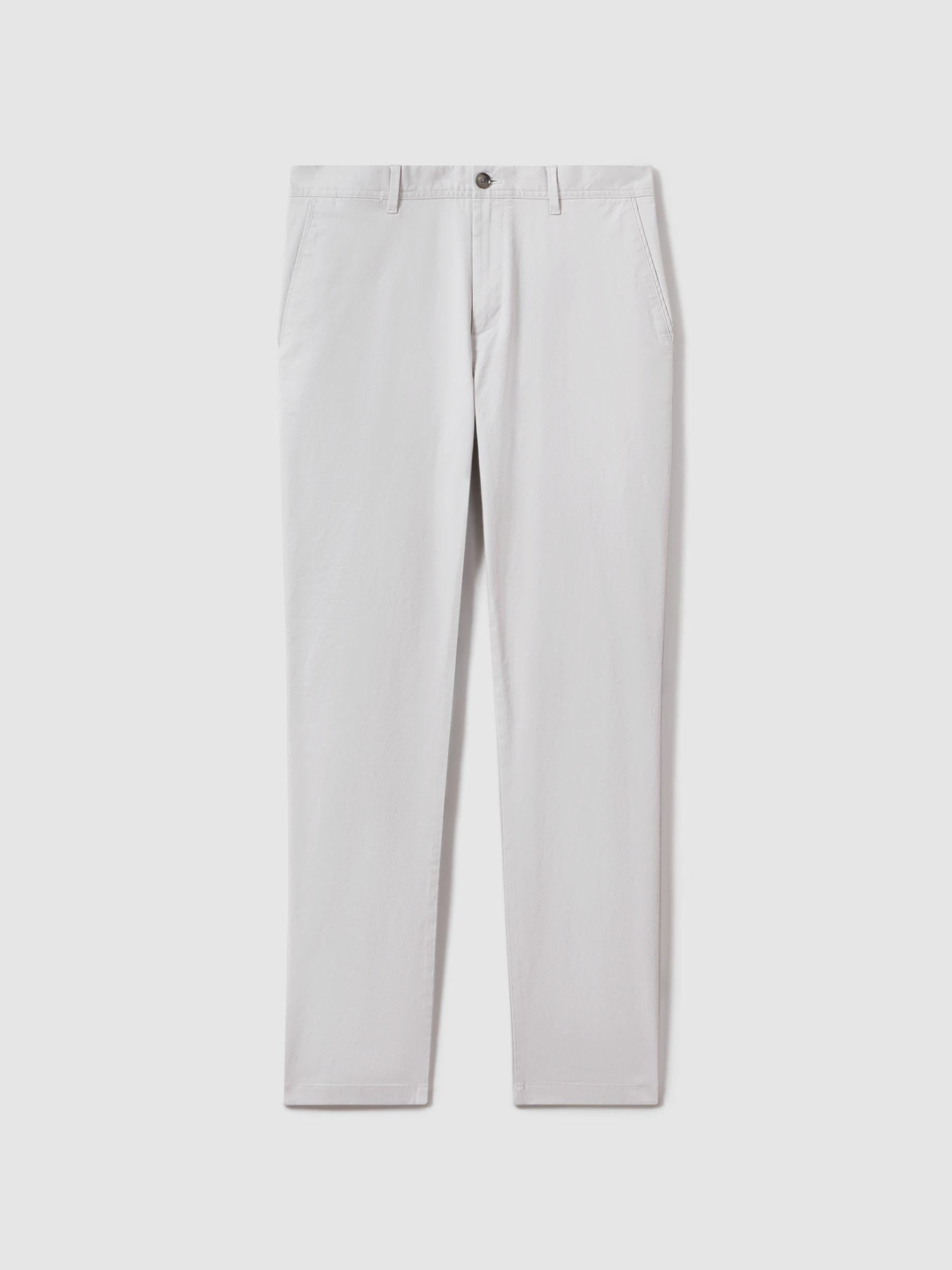 Slim Fit Washed Cotton Blend Chinos in Ice Grey Product Image