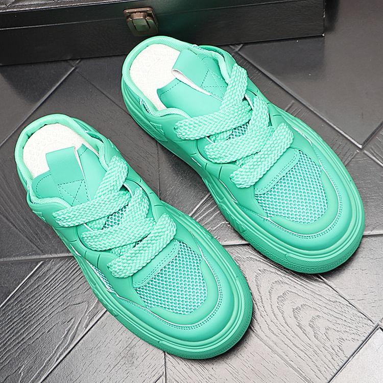 Platform Mesh Panel Lace-Up Mule Sneakers Product Image