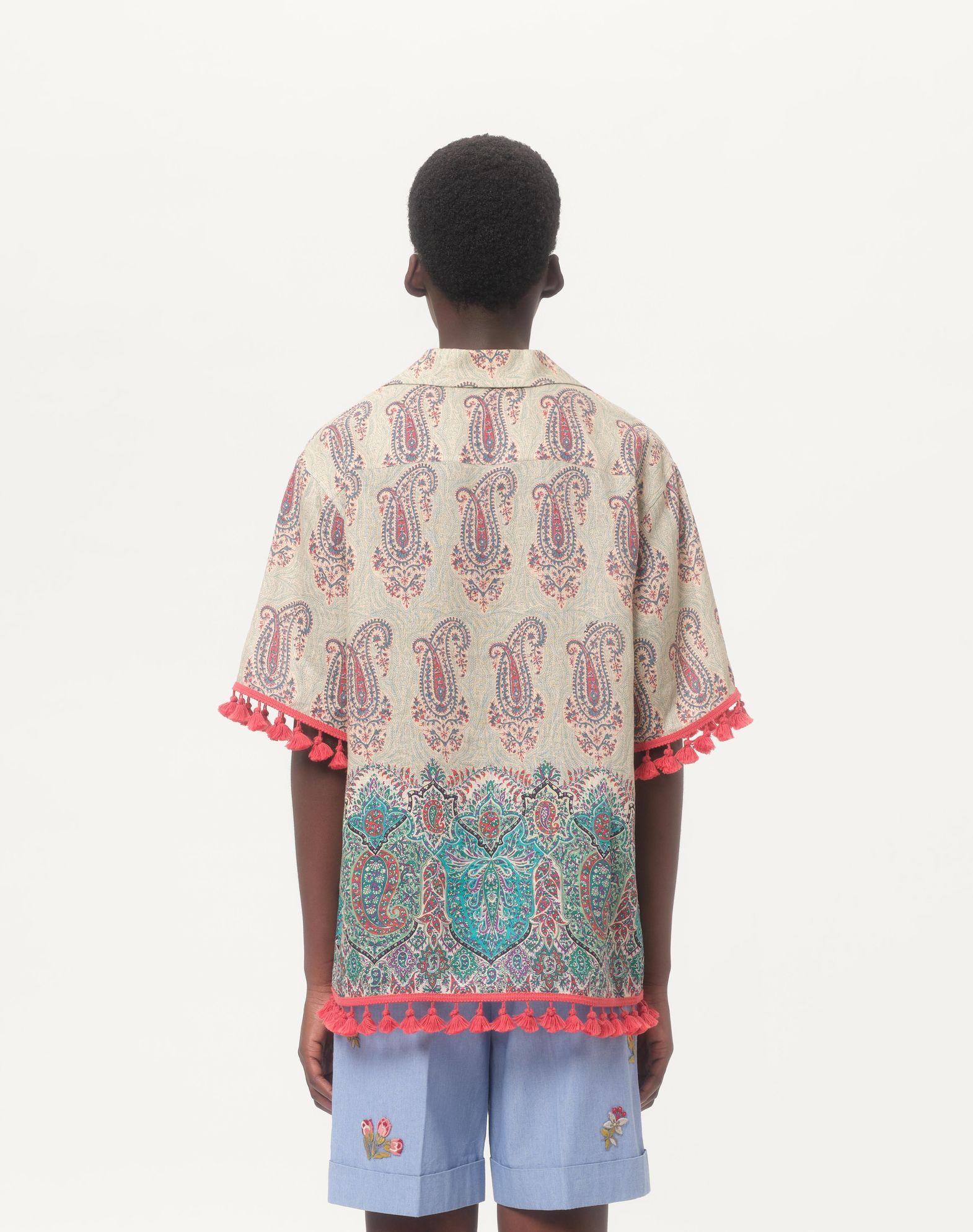 Lightweight Linen Bowling Shirt With Voyage Imaginaire Print Product Image