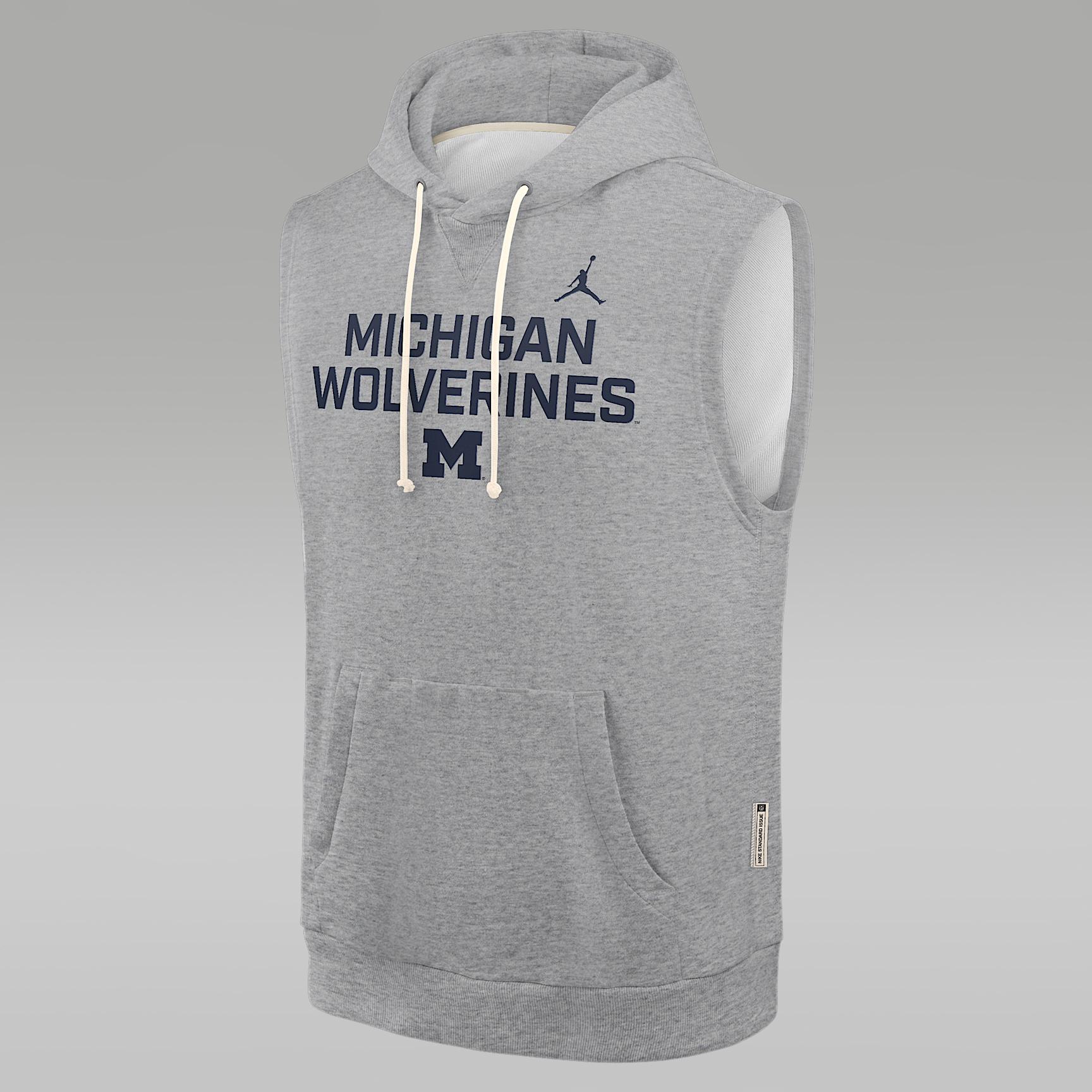 Men's Michigan Sideline Jordan Brand Dri-FIT College Sleeveless Pullover Hoodie Product Image