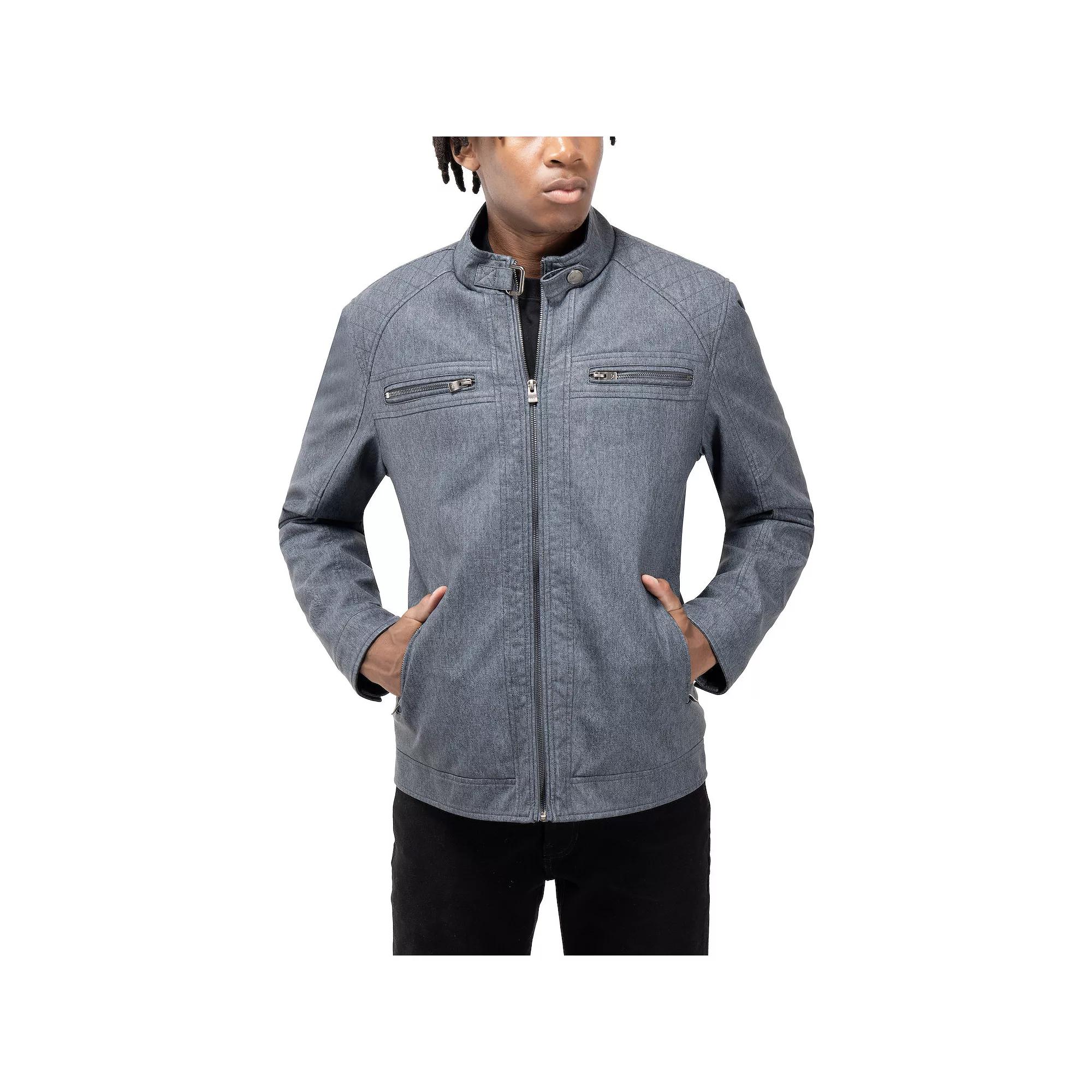 Men's Xray Diamond Denim Moto Jacket, Size: Large, Blue Product Image