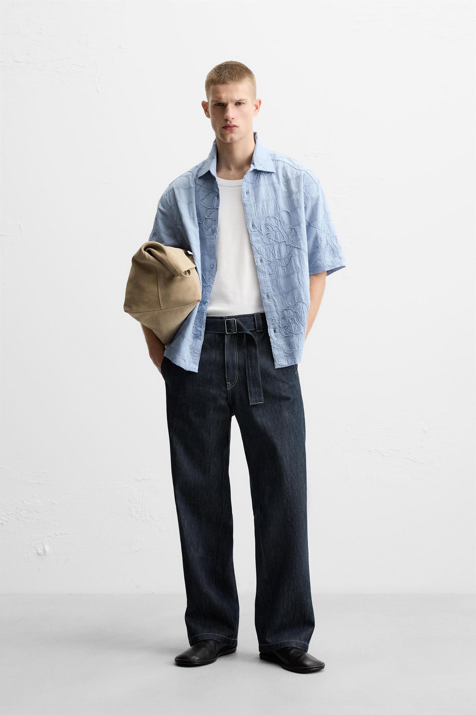 STRAIGHT FIT BELTED JEANS Product Image