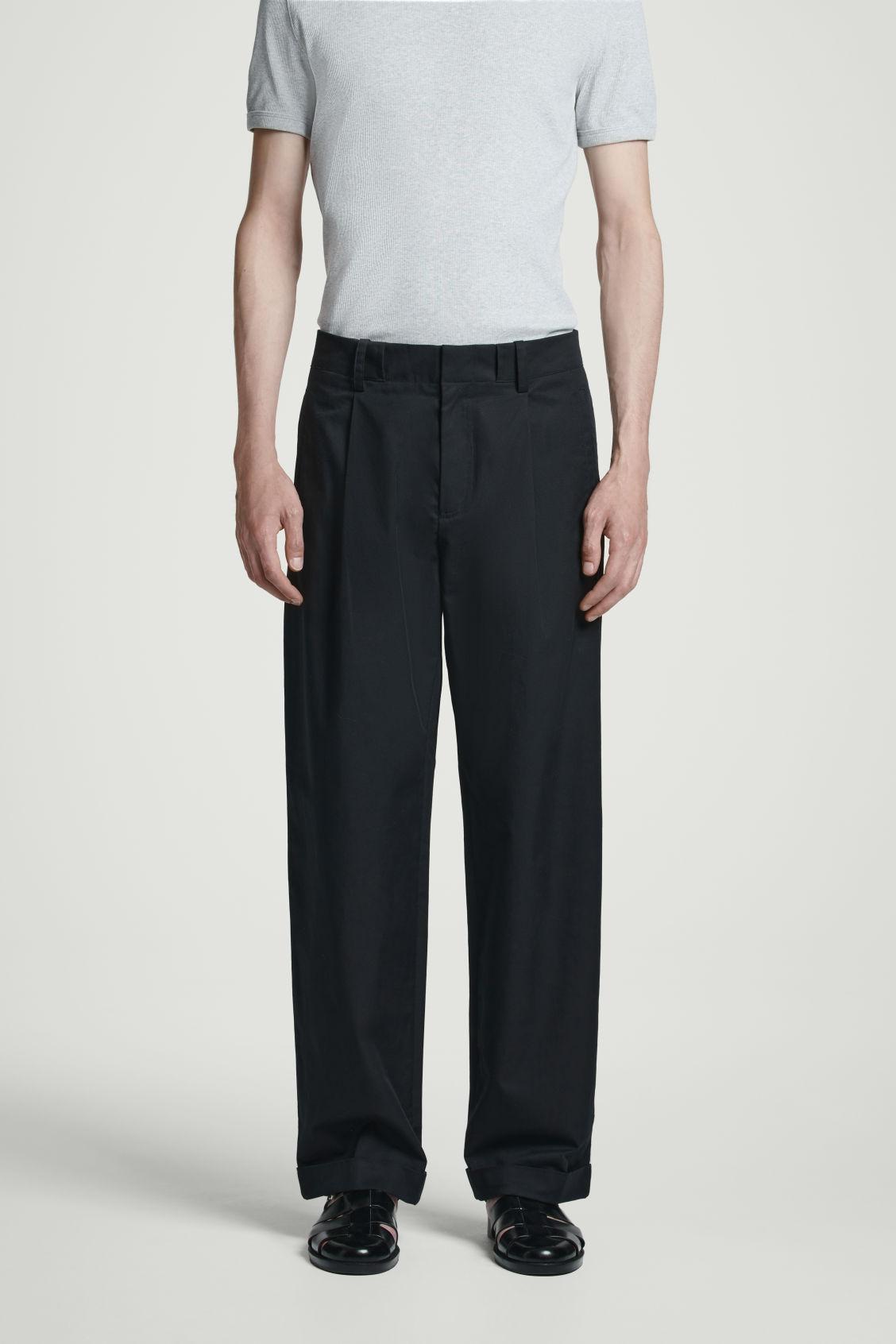 TAPERED COTTON TURN-UP PANTS Product Image