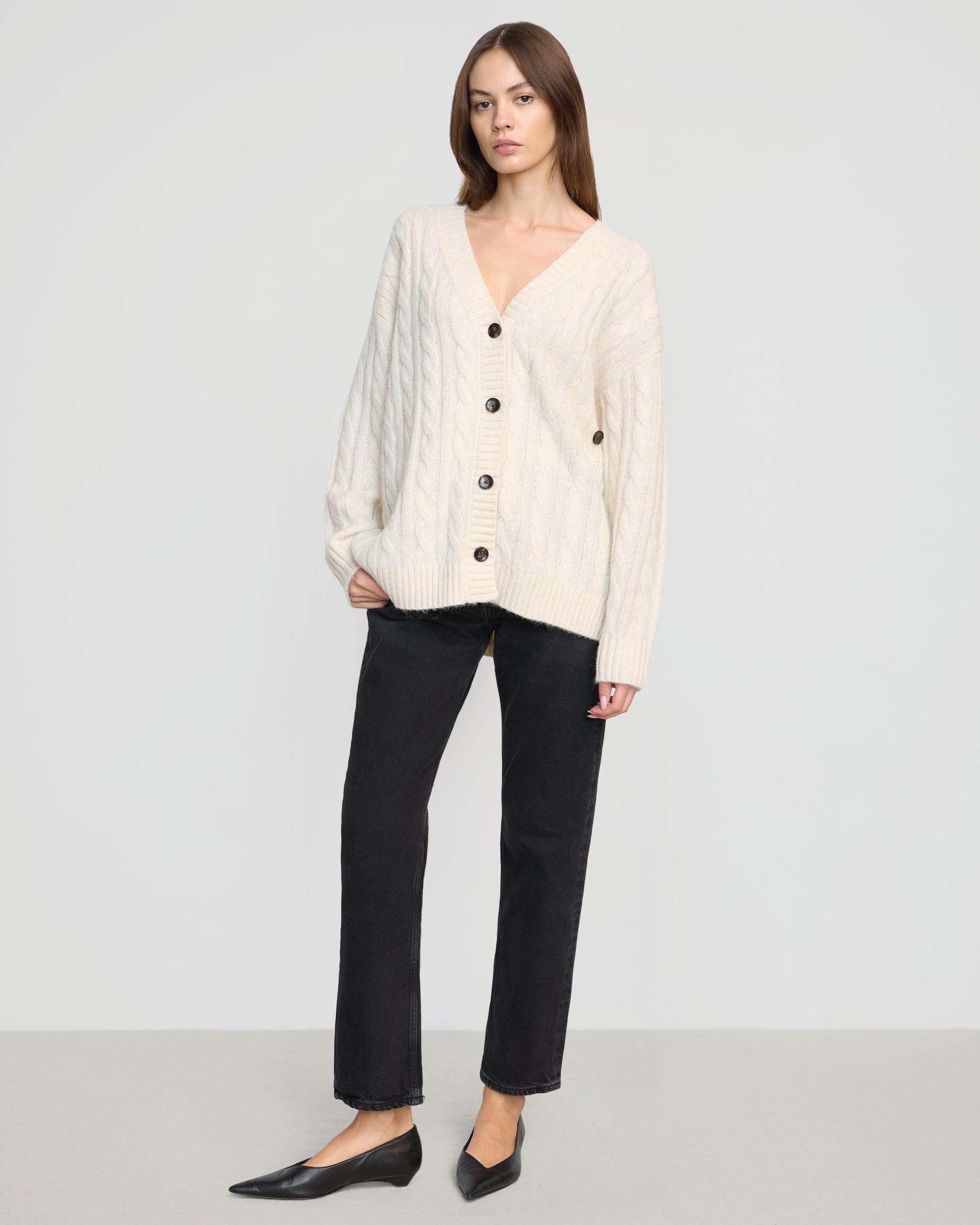 Hikari Asymmetric Cable Knit Cardigan Product Image