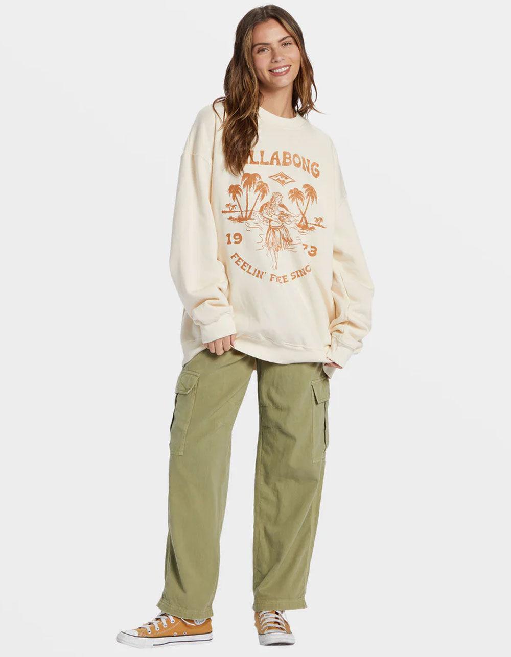 BILLABONG Ride In Womens Oversized Crewneck Sweatshirt - CREAM Product Image