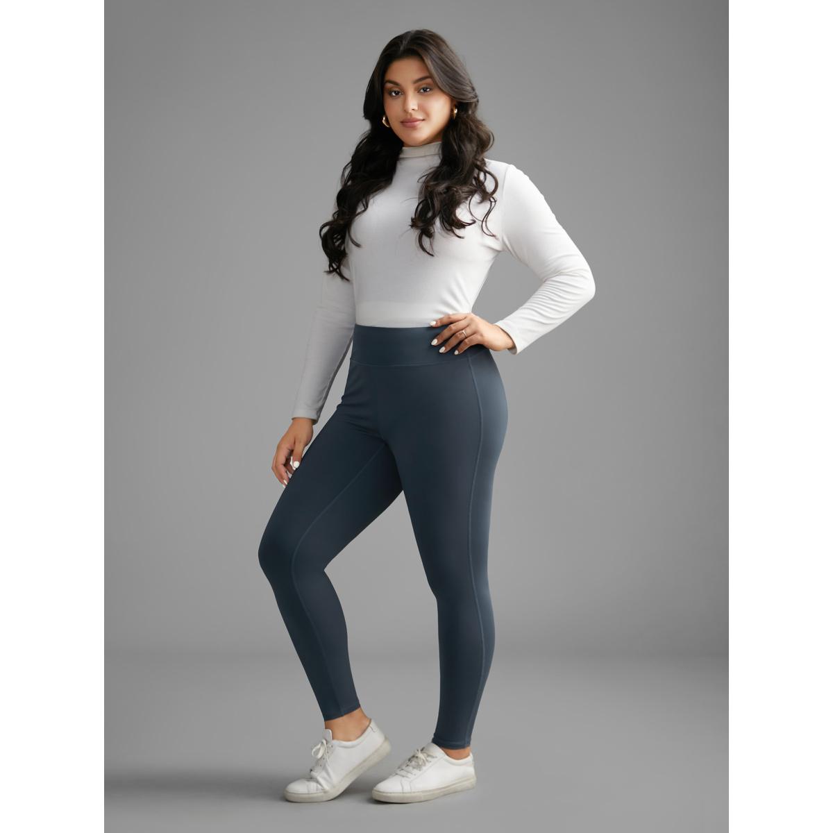 Plus Size High Stretch Waist Hip-Lifting Leggings Women SlateGray Workwear Essentials High stretch Skinny Mid Rise Office Leggings BloomChic 18-20/2X Product Image