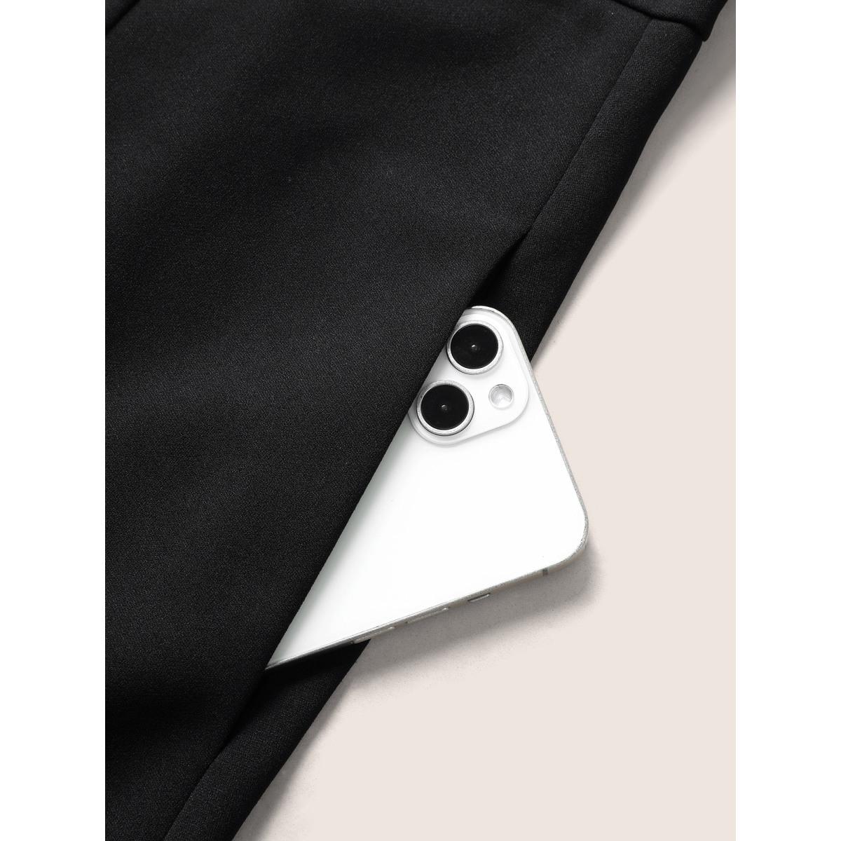 Plus Size Solid Metal Detail Split Hem Sleeveless Dress Black Women At the Office Button Round Neck Sleeveless Curvy BloomChic 22-24/3X Product Image