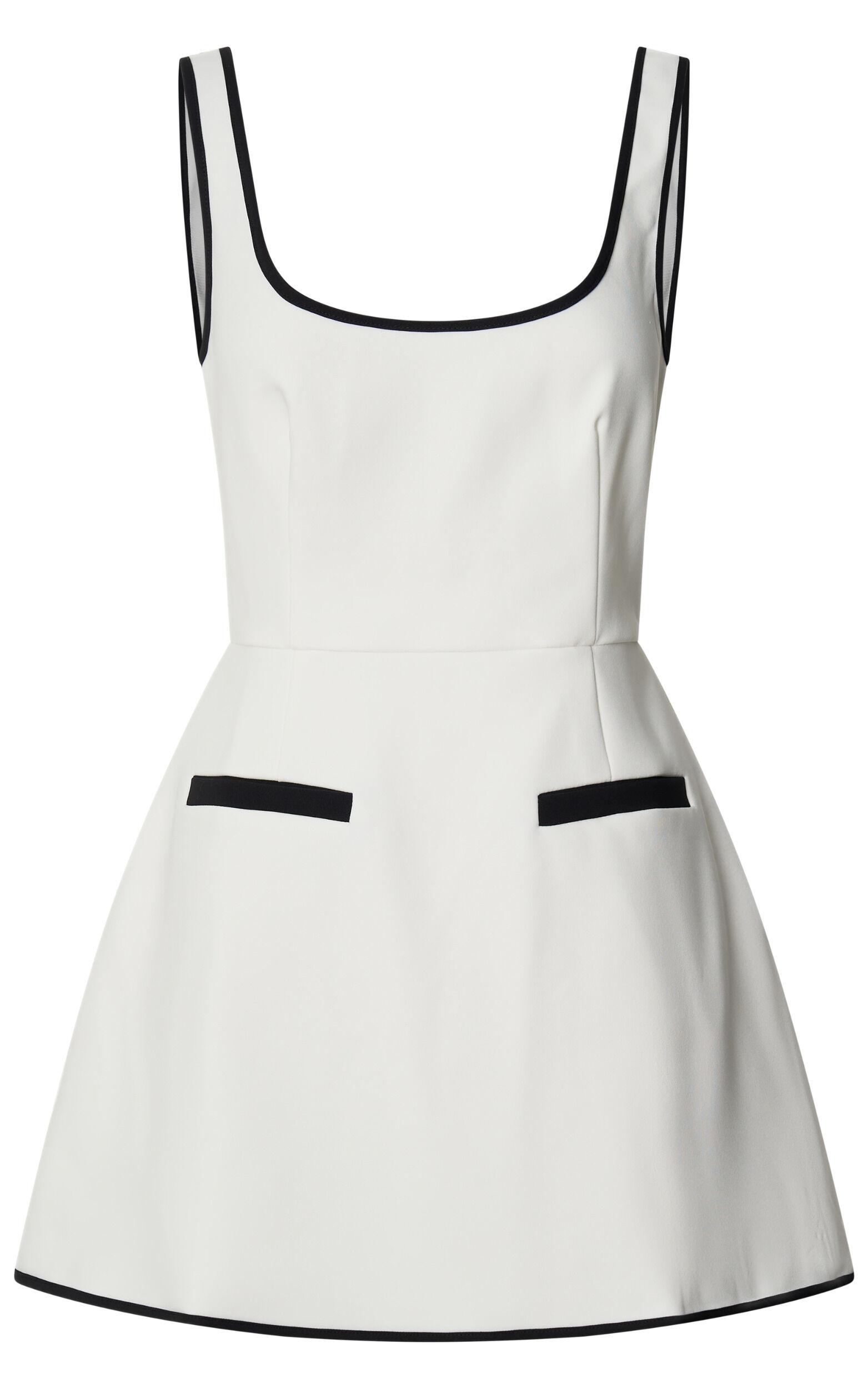 Pauline Mini Dress - Contrast Square Neck Fit and Flare Dress in Ivory Product Image