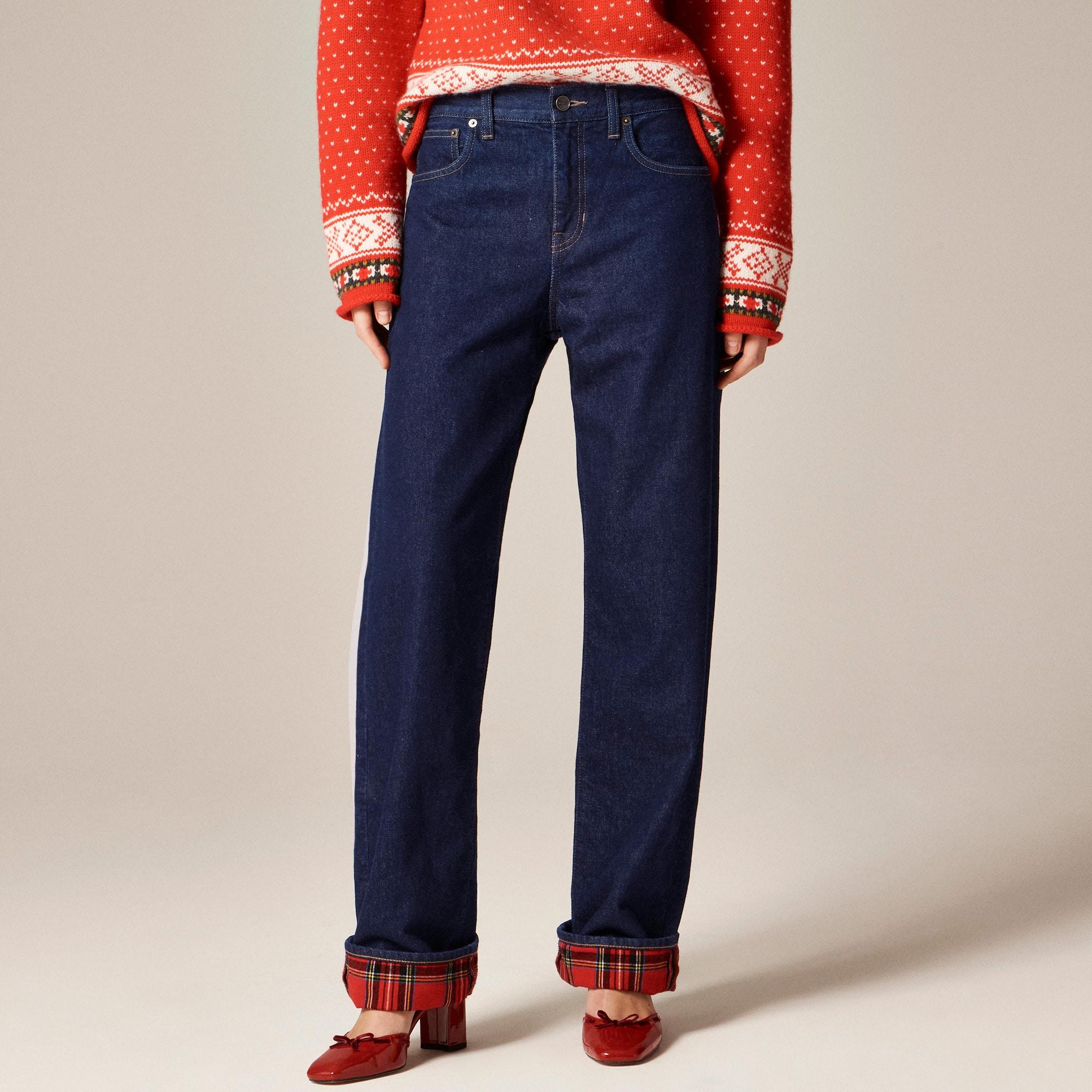 Flannel-lined relaxed straight jean in Rinse wash Product Image