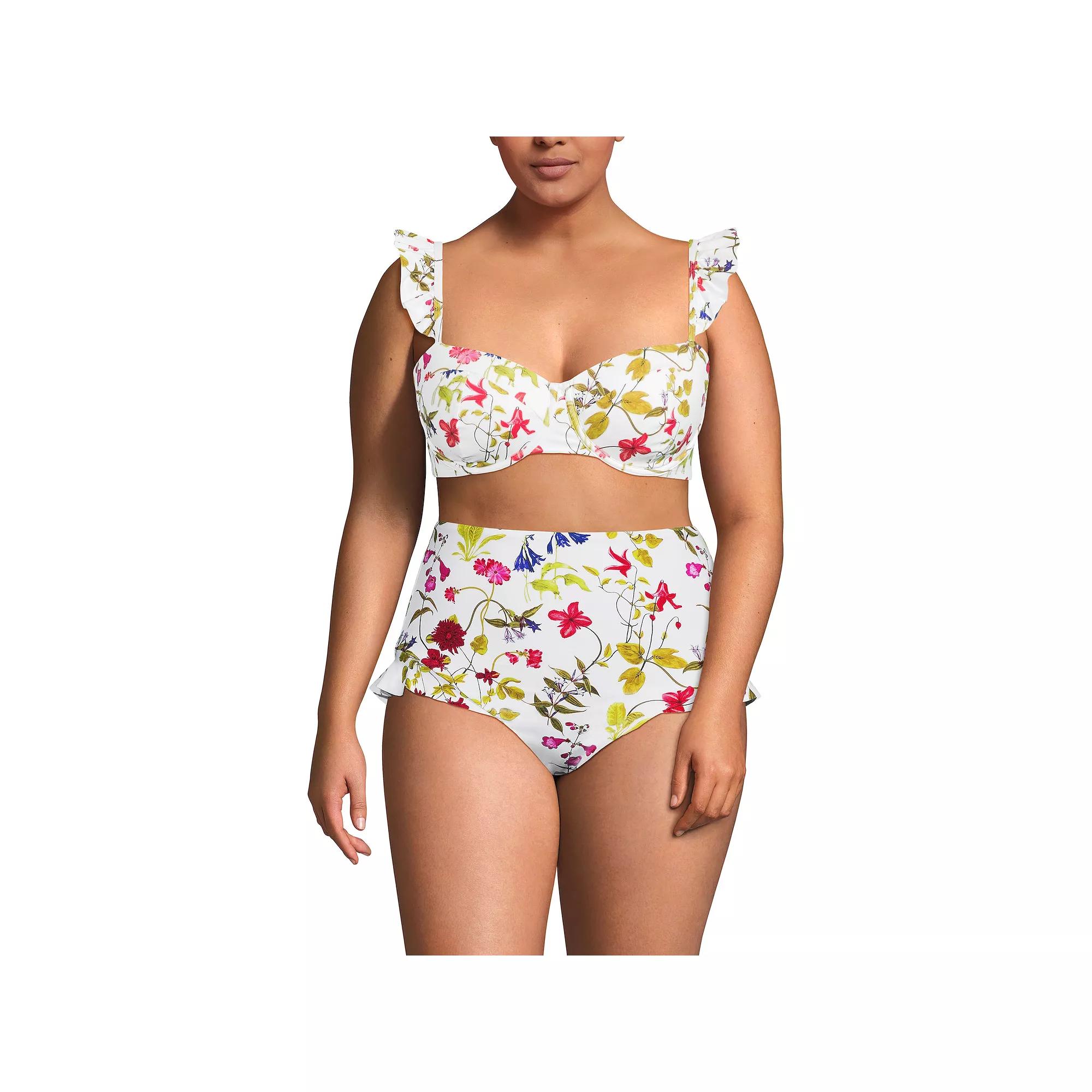 Plus Size Lands' End Balconnette Underwire Bikini Swim Top, Women's, Size: 20 W, Black White Dots Product Image