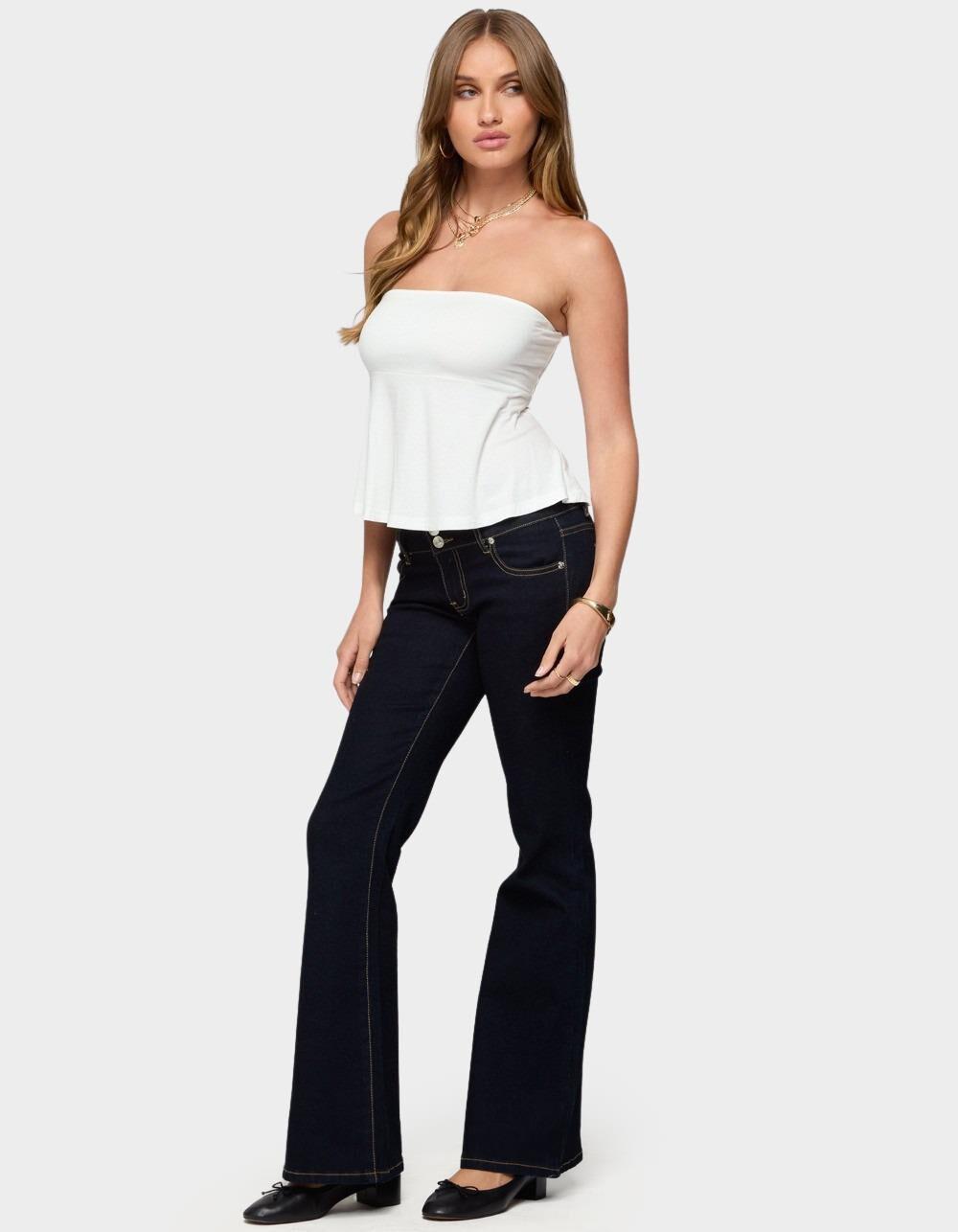 EDIKTED Beaux Strapless Babydoll Top - WHITE Product Image