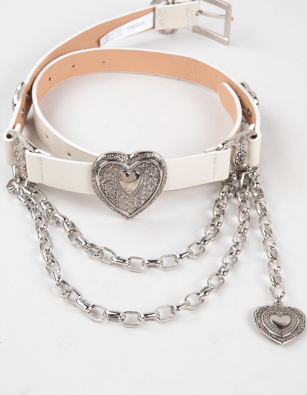 Heartbreaker Womens Chain Belt - WHITE Product Image