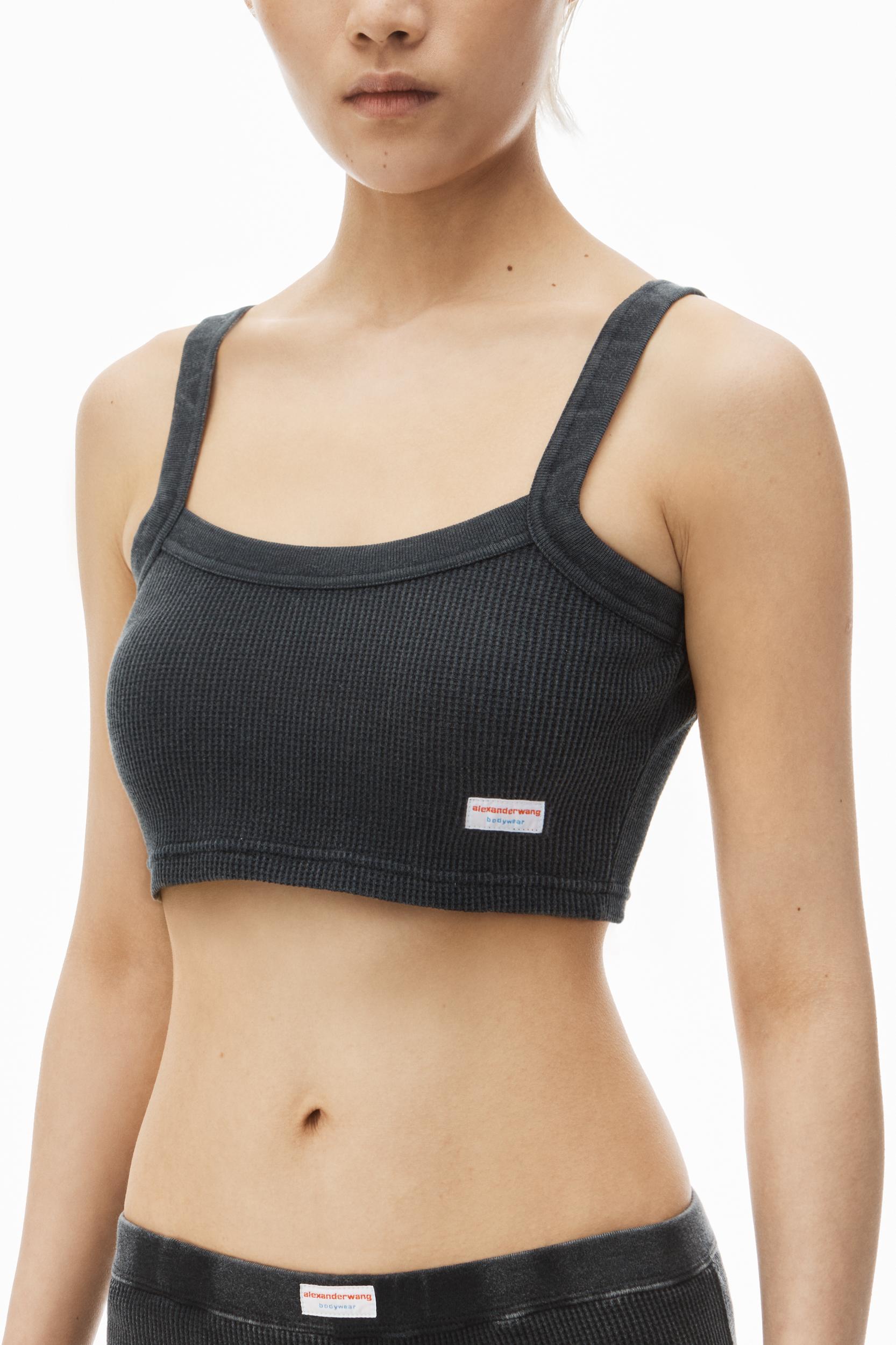 Cropped Camisole In Waffle-knit Cotton Stretch Product Image