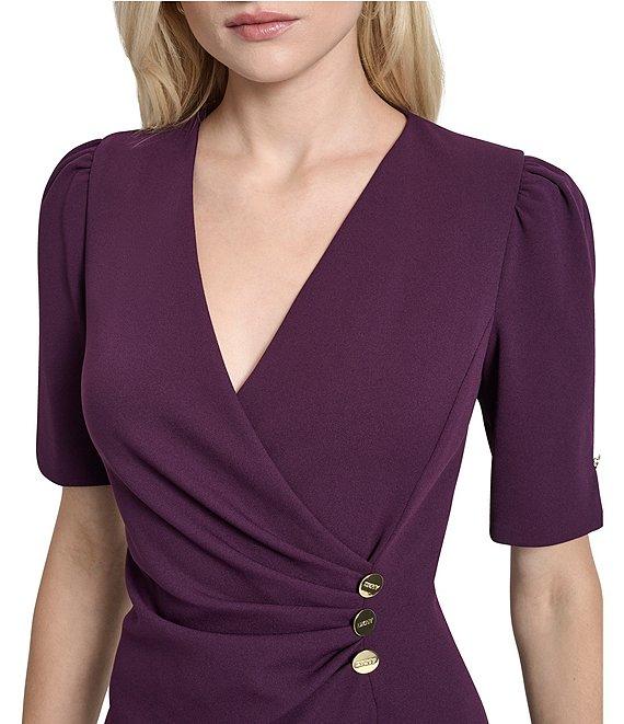 DKNY by Donna Karan Scuba Crepe Short Sleeve Button Wrap Dress Product Image