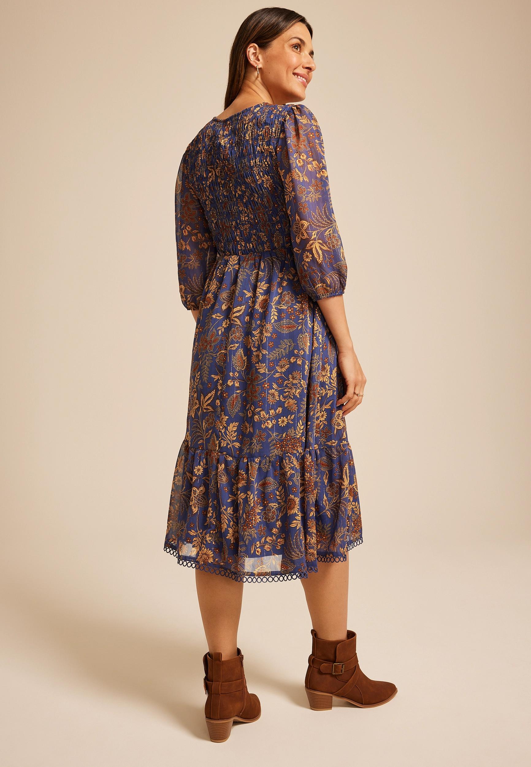 Floral Smocked Midi Dress Product Image
