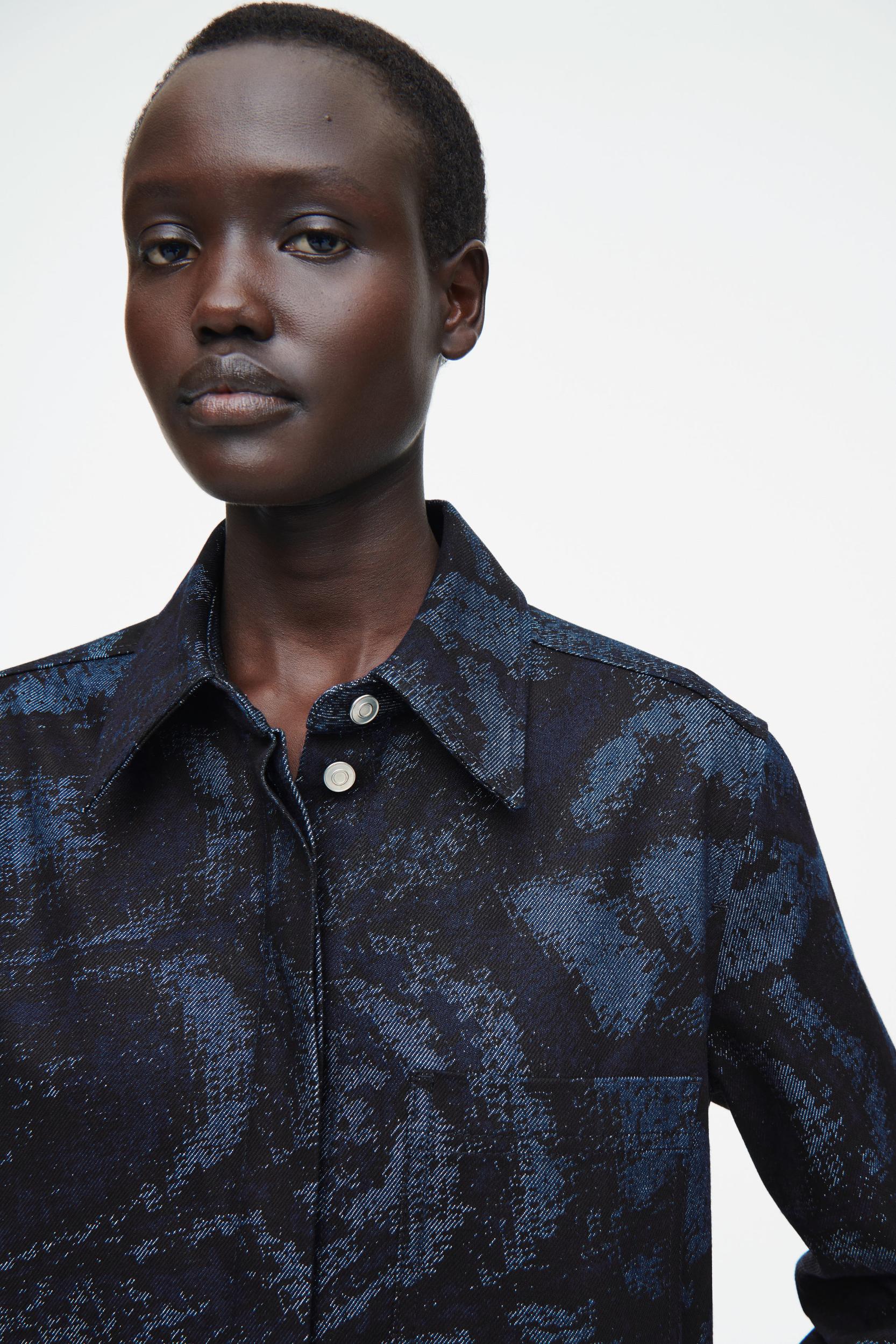 JACQUARD DENIM SHIRT DRESS Product Image