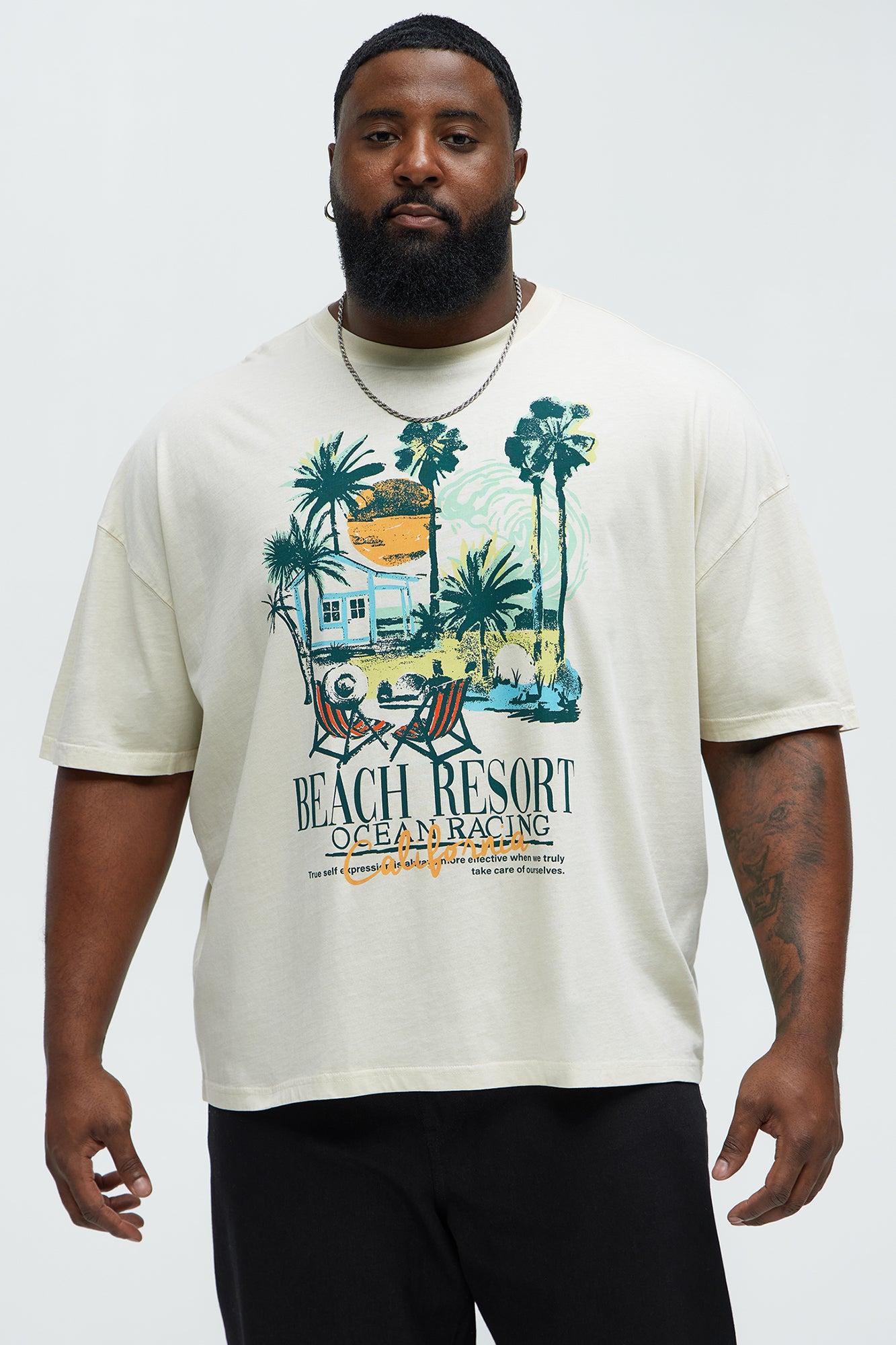 Beach Resort Oversized Short Sleeve Tee - Cream Product Image