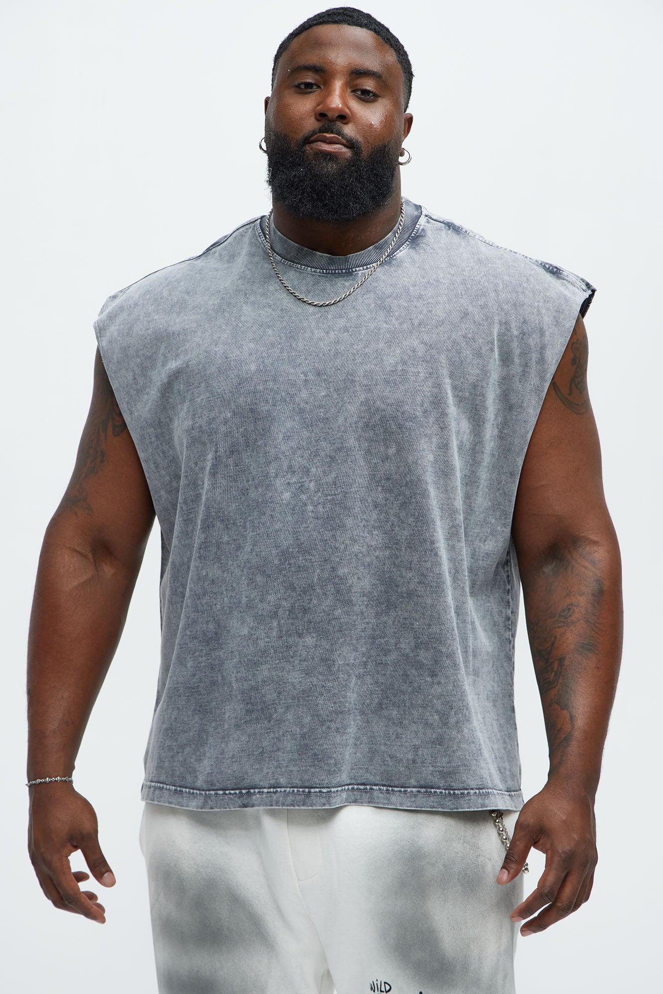 Relaxed Vintage Wash Heavyweight Muscle Tee - Grey/Smoke Product Image