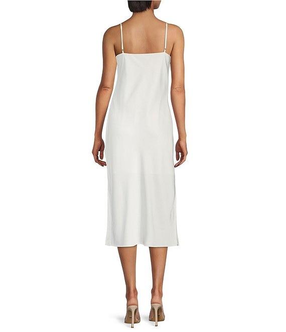 Gianni Bini Harper Satin V-Neck Sleeveless Slip Midi Dress Product Image