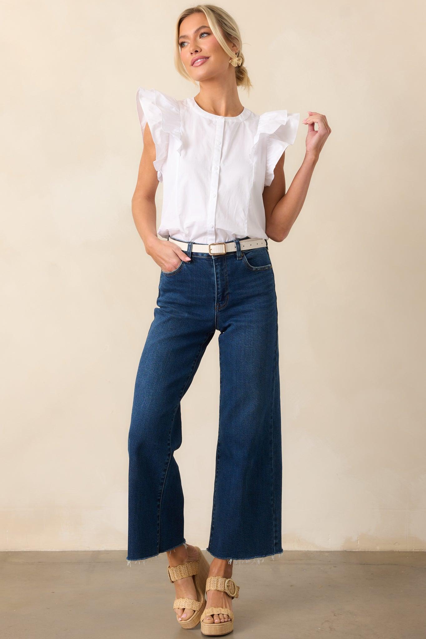 Already On It Dark Wash Wide Leg Jeans Product Image