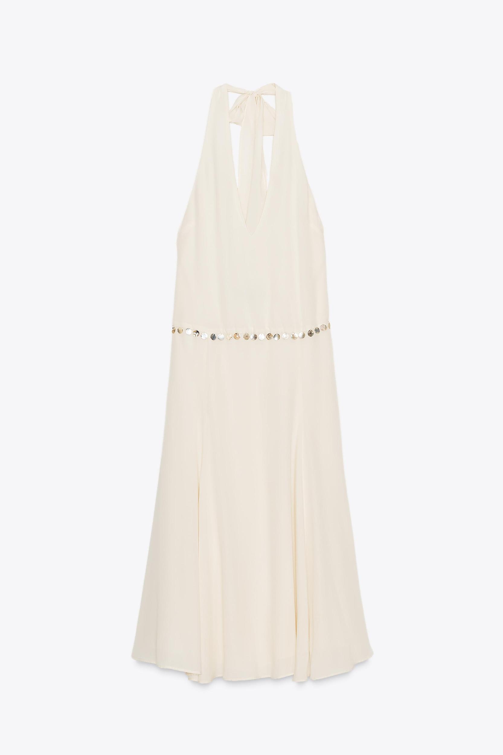 BEADED HALTER MIDI DRESS Product Image