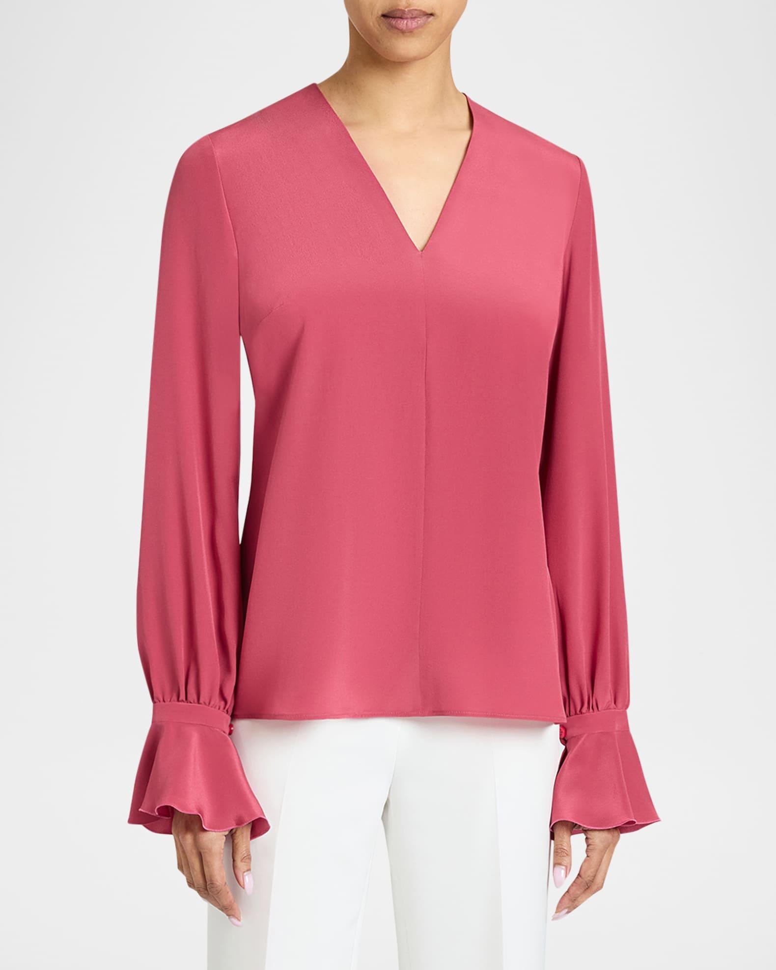Rue Ruffle-Cuff Silk Crepe De Chine Blouse Product Image