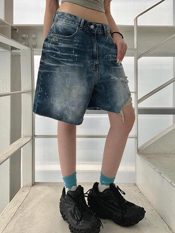 Personalised Torn Irregular Denim Shorts Product Image