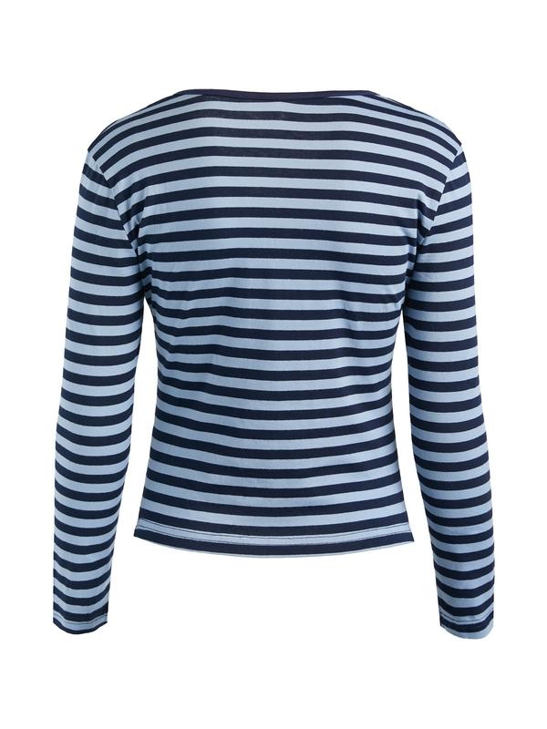 Striped V Neck Long Sleeve Tee Product Image