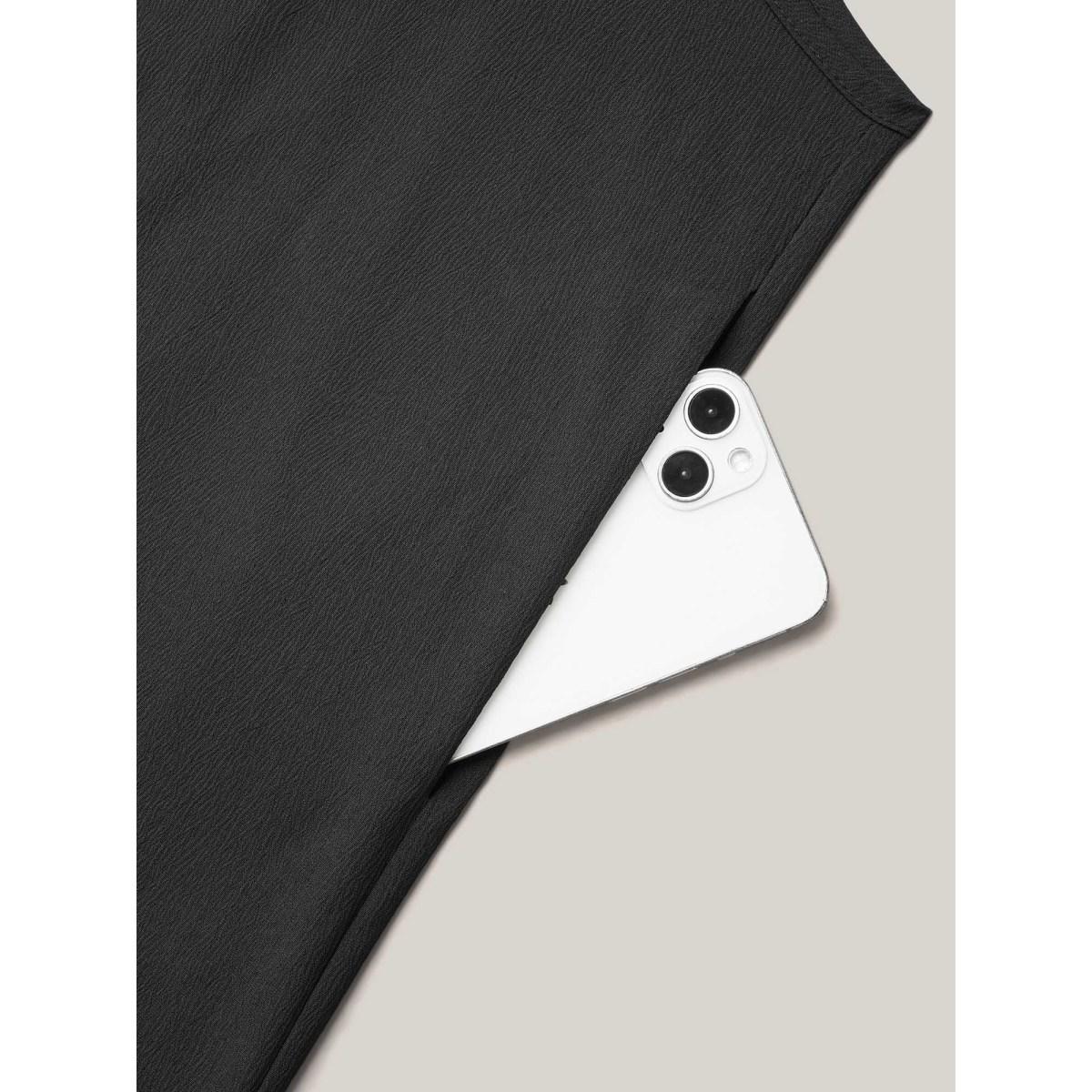 Plus Size Black Adjustable Straps Pockets Plain Flared Jumpsuit Women Casual Sleeveless Non Casual Loose Jumpsuits BloomChic 14-16/1X Product Image