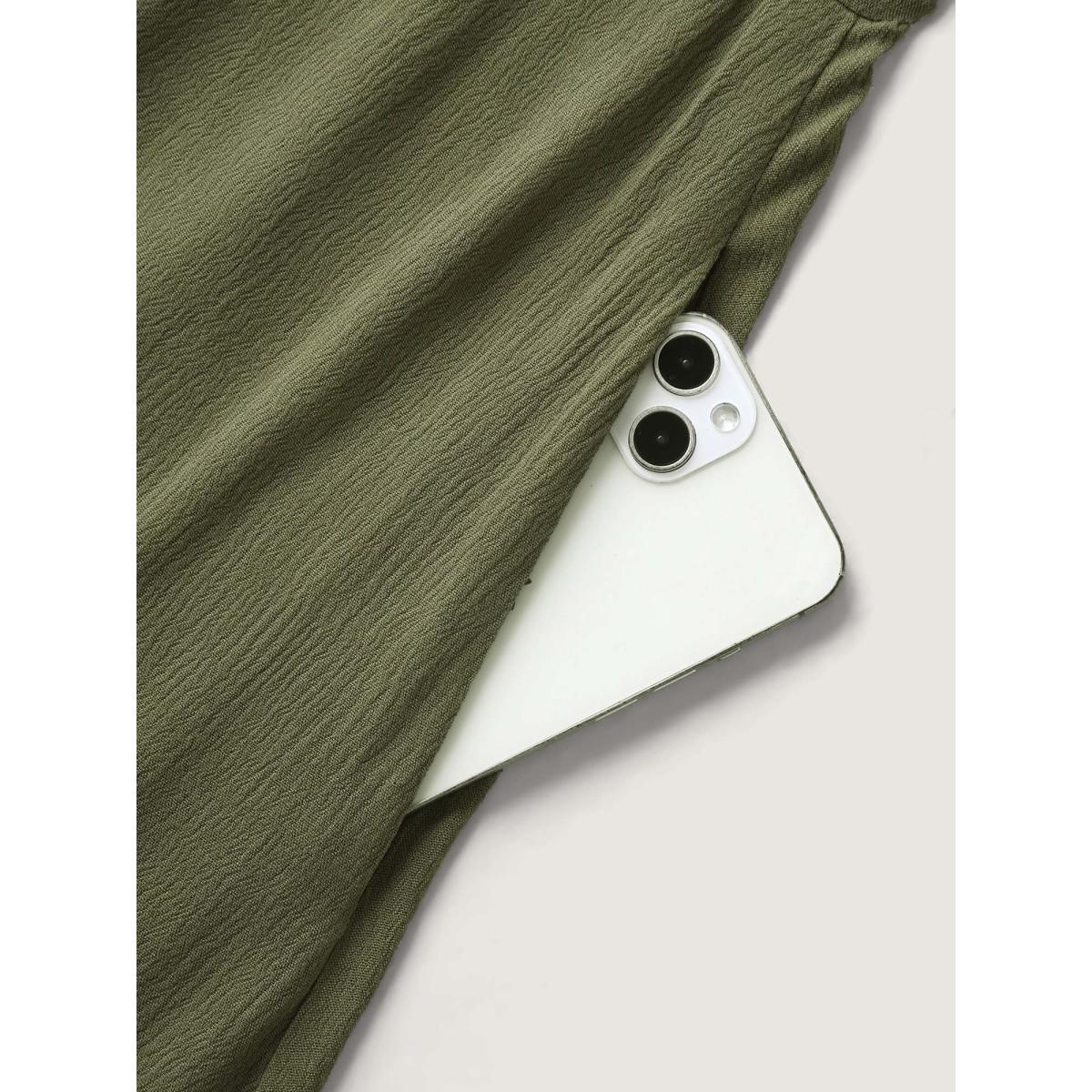 Plus Size Waist-Defining Tie Ruffled Sleeve Midi Dress ArmyGreen Women Boho V-neck Half Sleeve Curvy BloomChic 22-24/3X Product Image