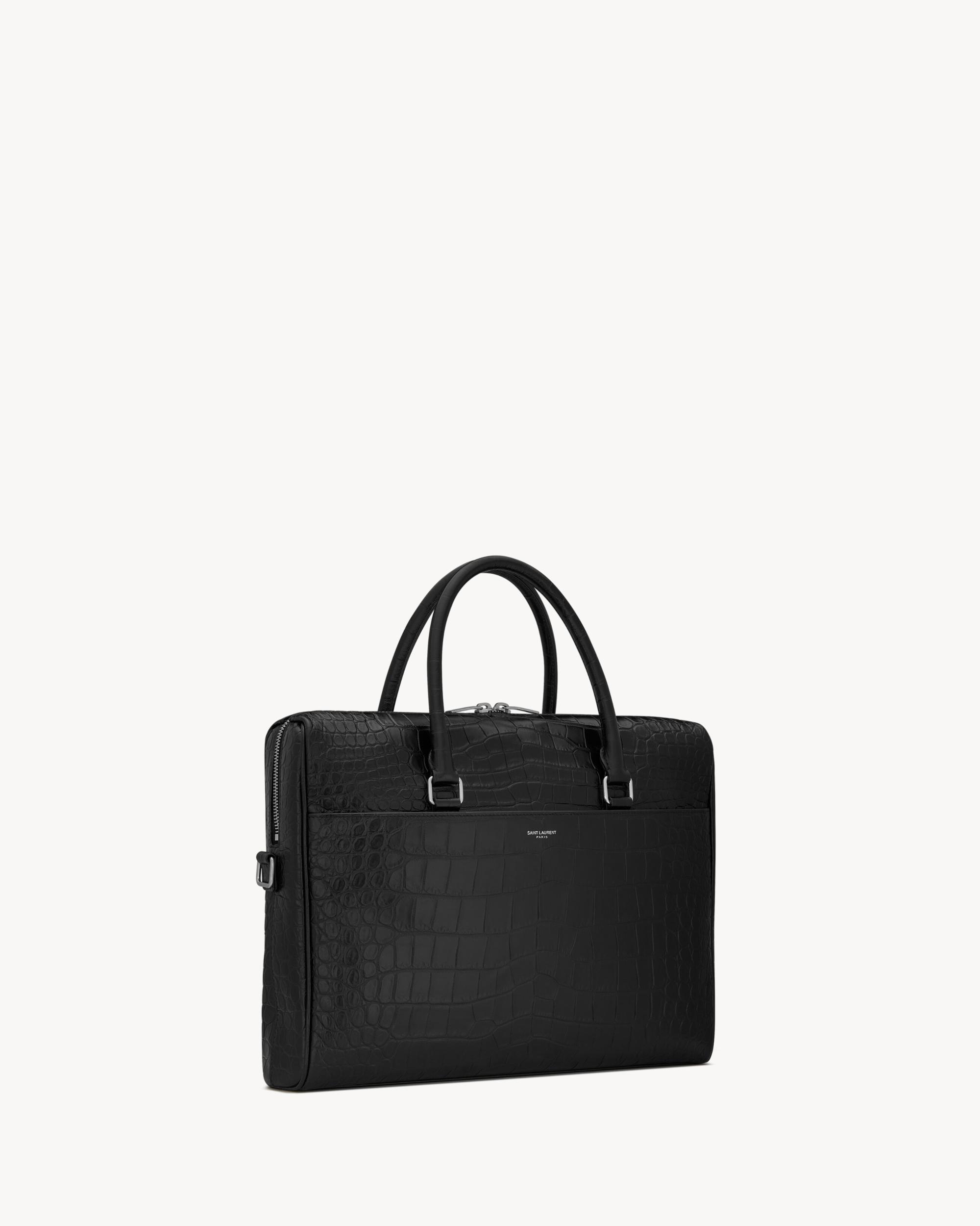 DUFFLE SAINT LAURENT briefcase bag in crocodile-embossed matte leather Product Image