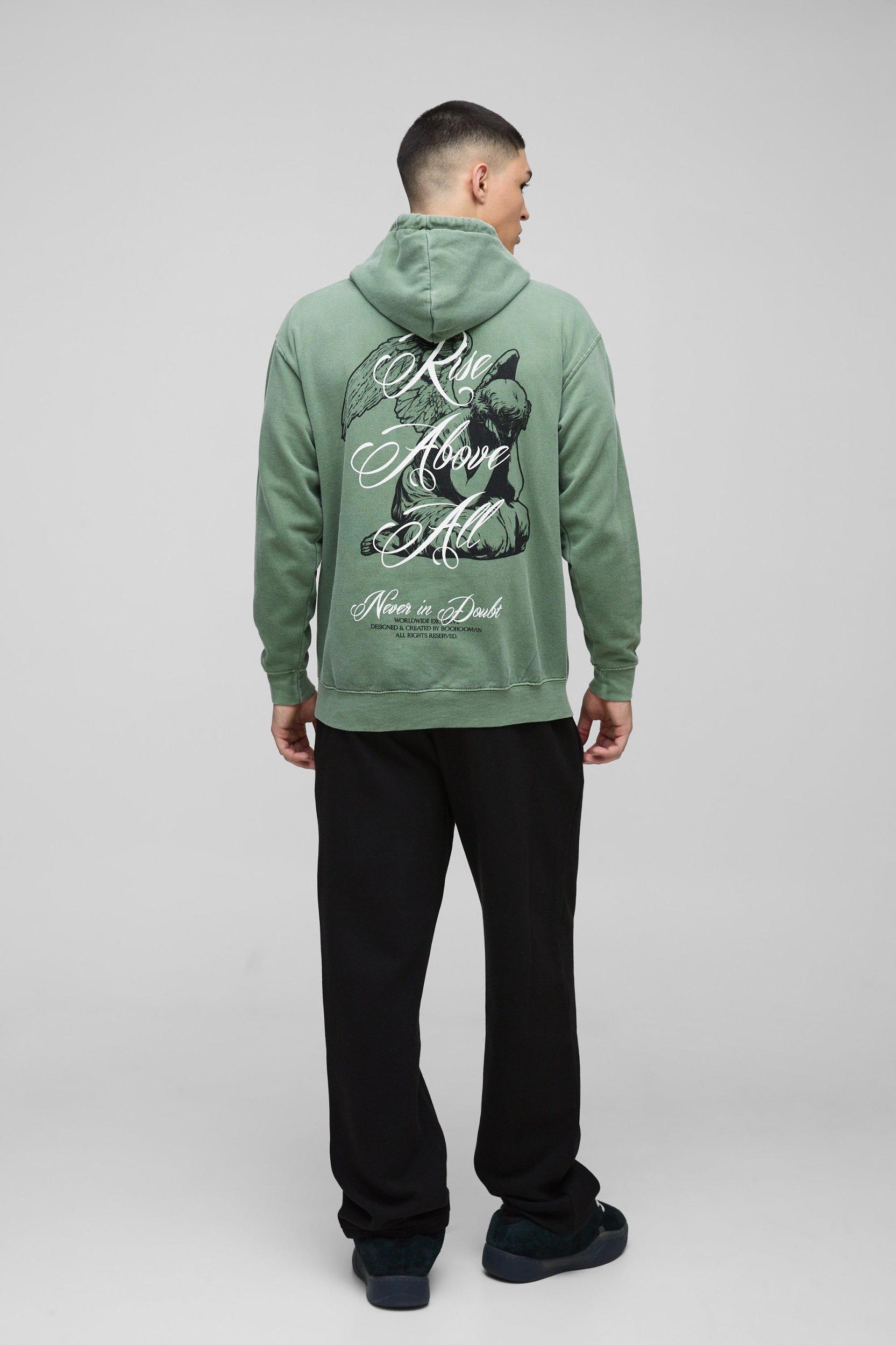 Regular Fit Renaissance Text Graphic Hoodie | boohooMAN USA Product Image