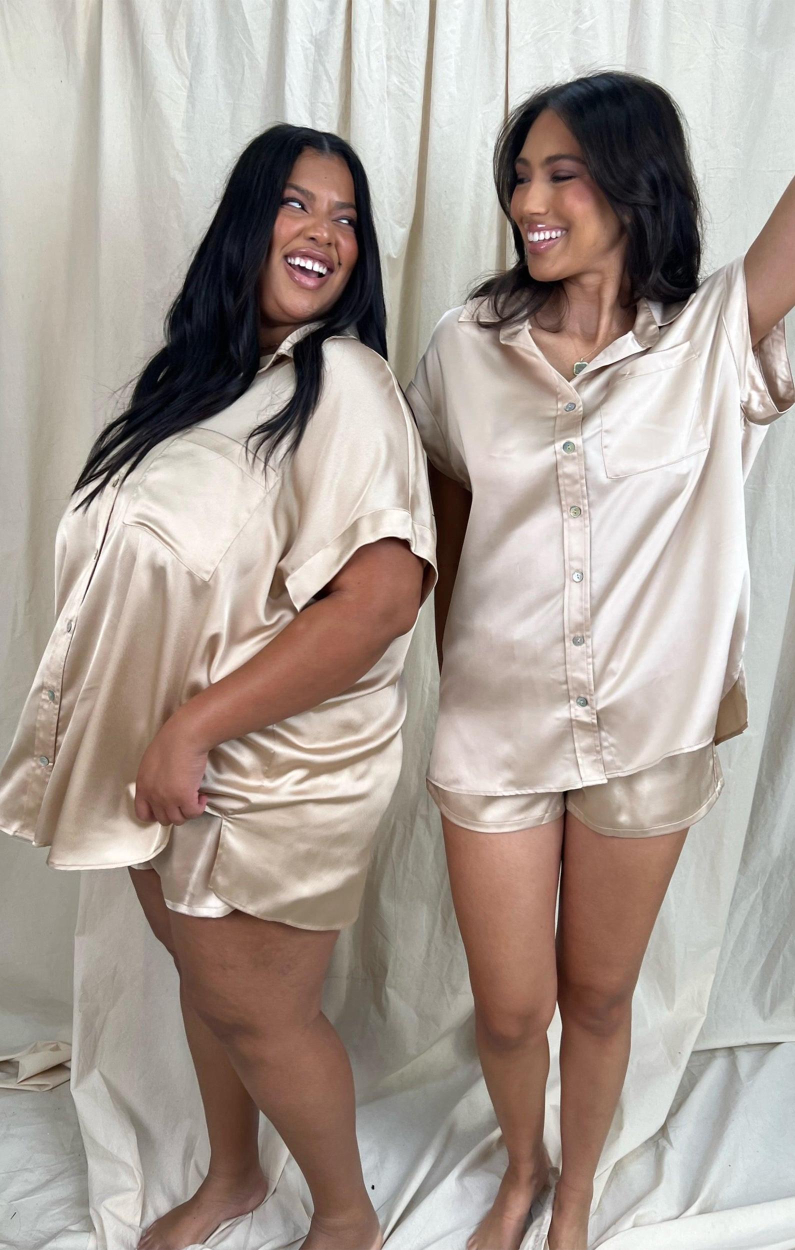 Best Day Button Up ~ Champagne Luxe Satin Product Image