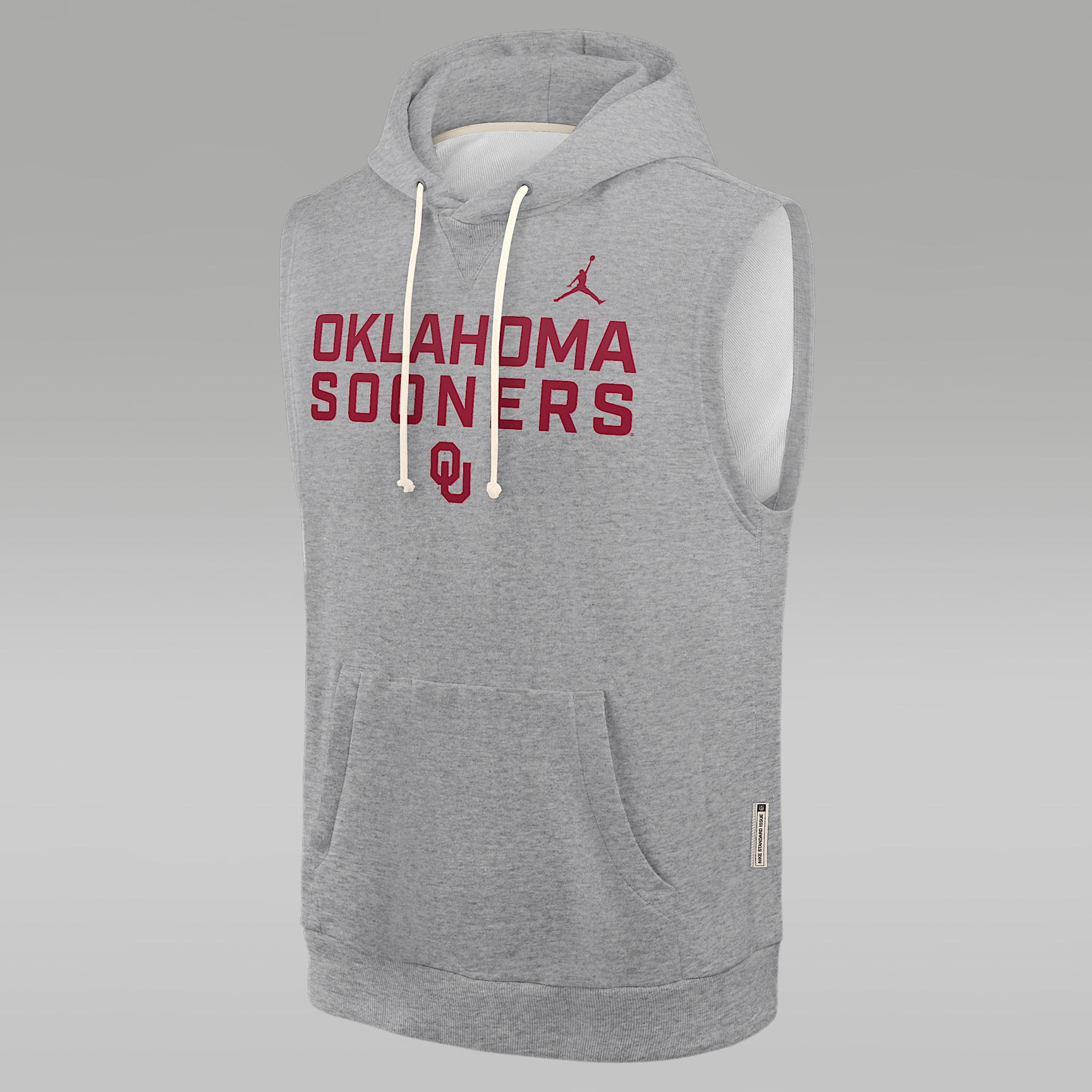 Men's Oklahoma Sideline Jordan Brand Dri-FIT College Sleeveless Pullover Hoodie Product Image