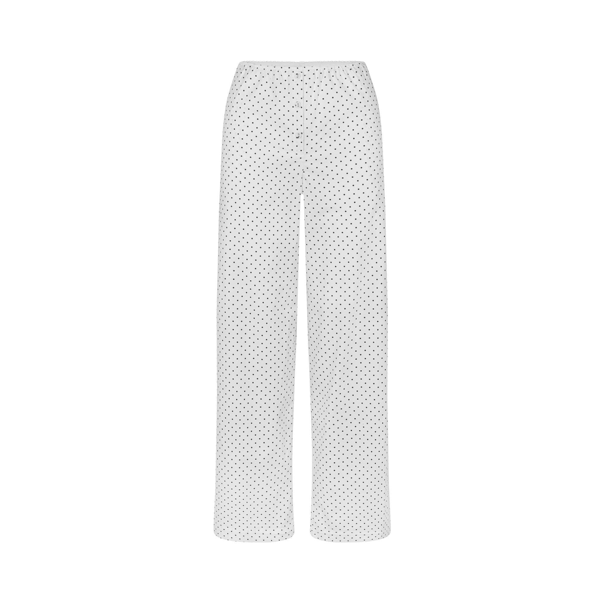COTTON POPLIN SLEEP STRAIGHT LEG PANT | ONYX DOT PRINT Product Image