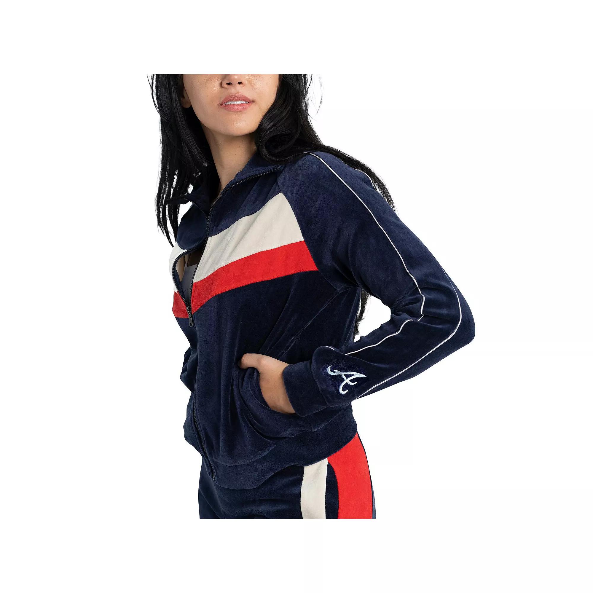 Women's Lusso Navy Atlanta Braves Nixie Raglan Full-Zip Jacket, Size: Large, Blue Product Image